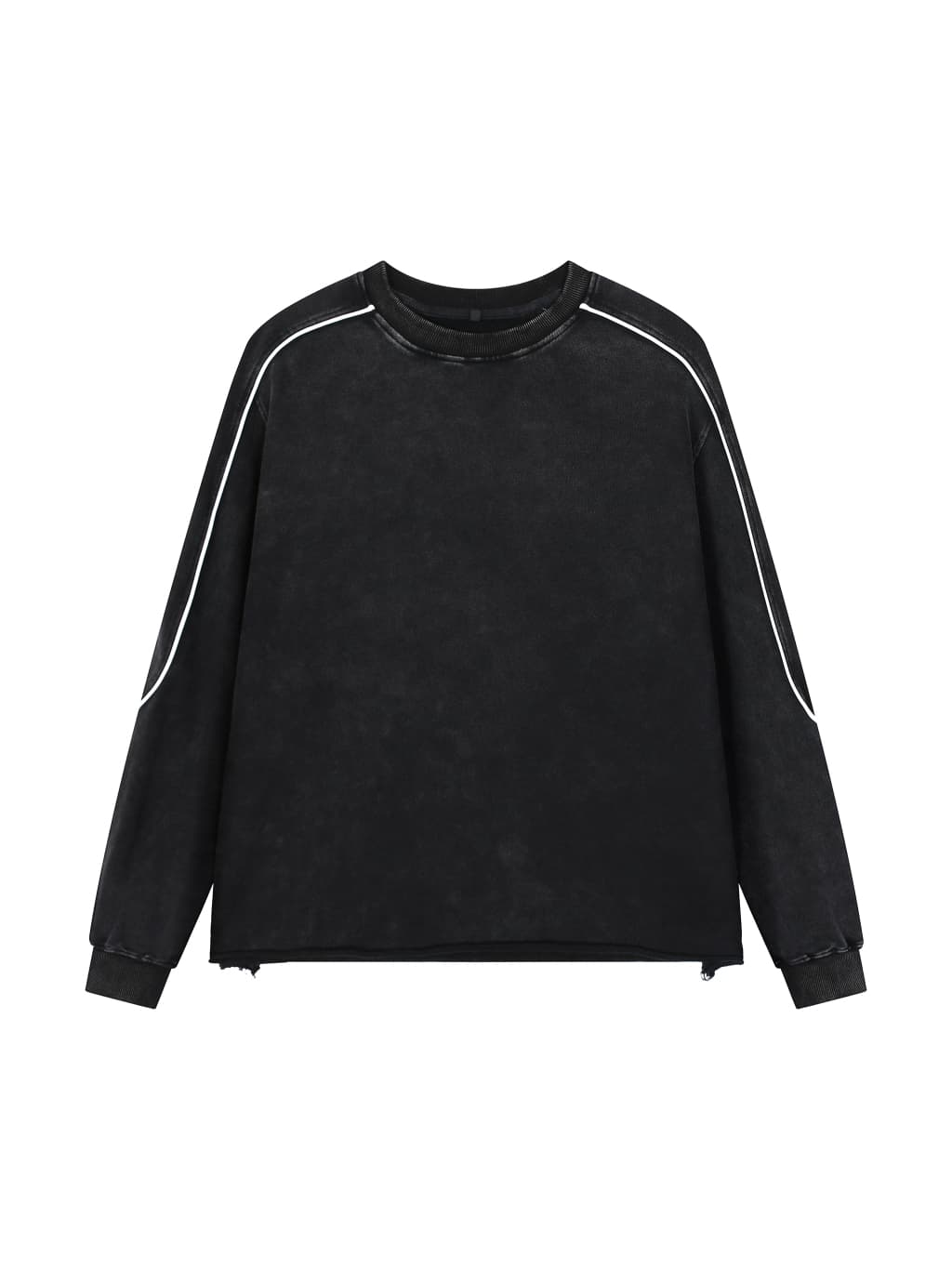 Mineral wash piping raw-hem sweatshirt