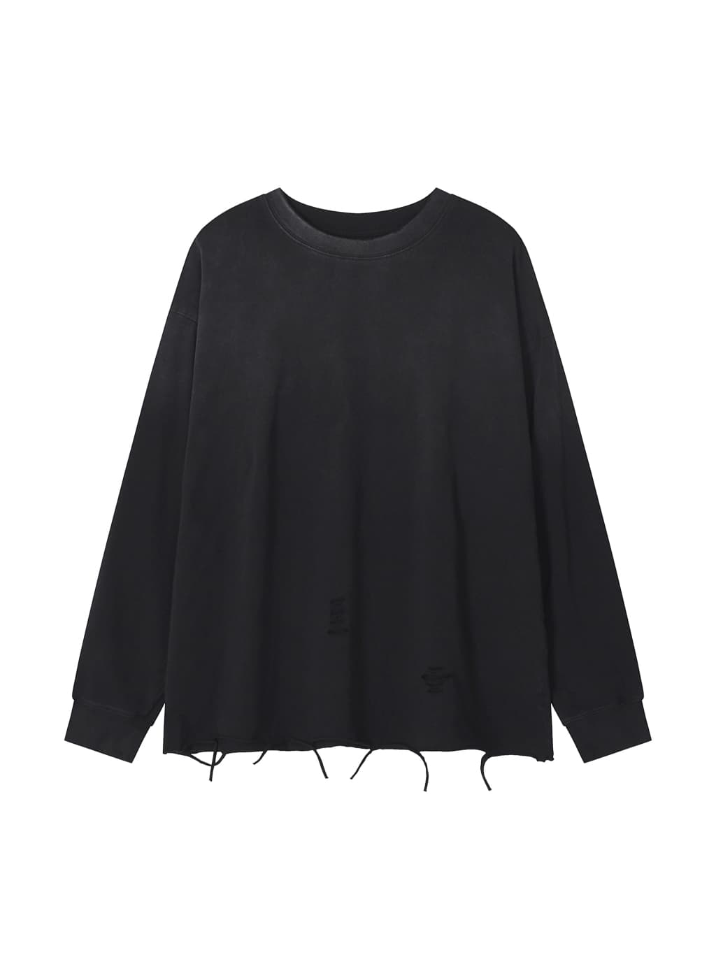 Snow-wash raw-edge cotton sweatshirt