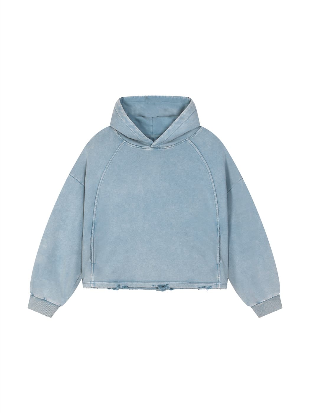 Vintage-wash frayed-hem hoodie