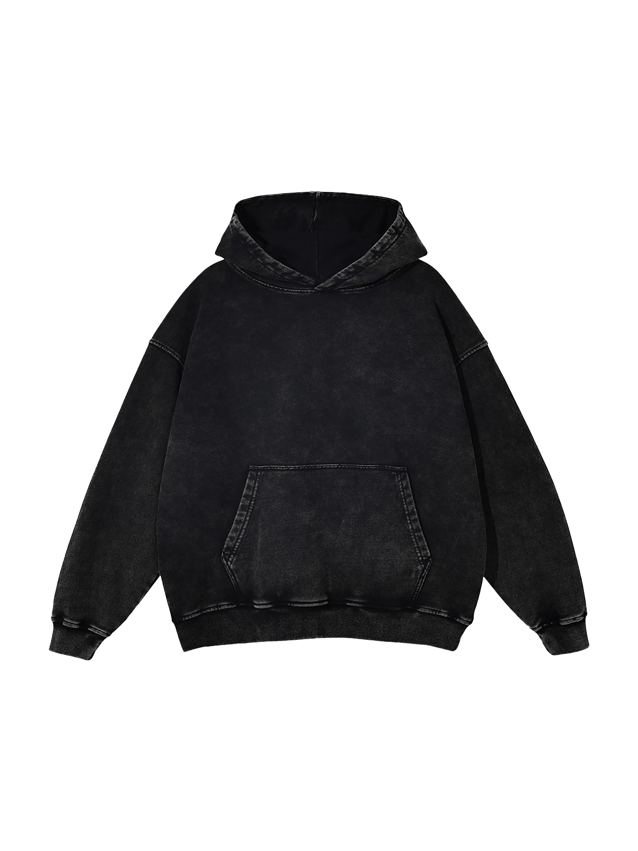 Snow Washed Loose Hoodie — Black Beauty