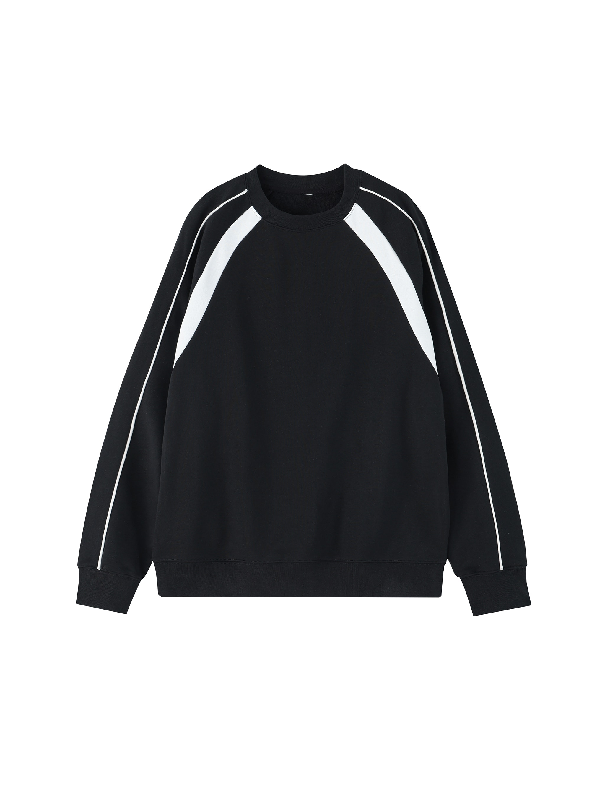 Color Block Crewneck Sweatshirt — Black with White