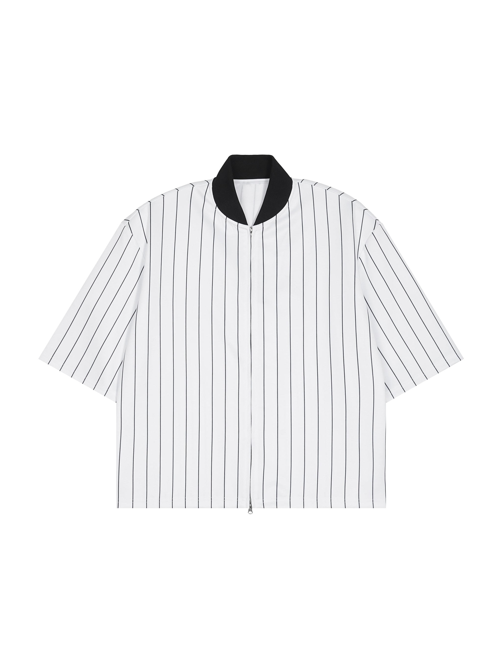Unisex Striped Full-Zip Baseball Jersey — White