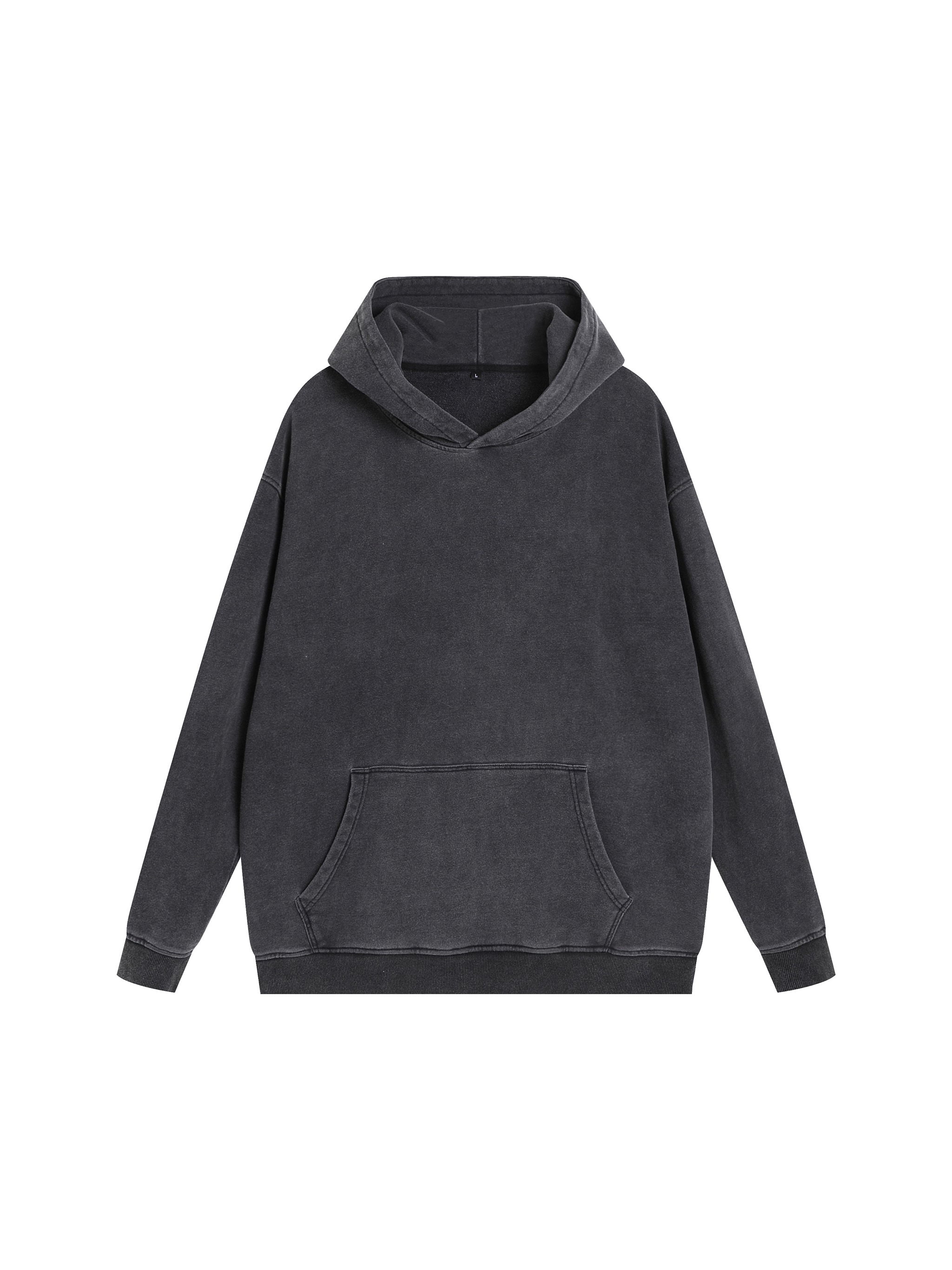 Vintage Washed Cotton Hoodie — Black