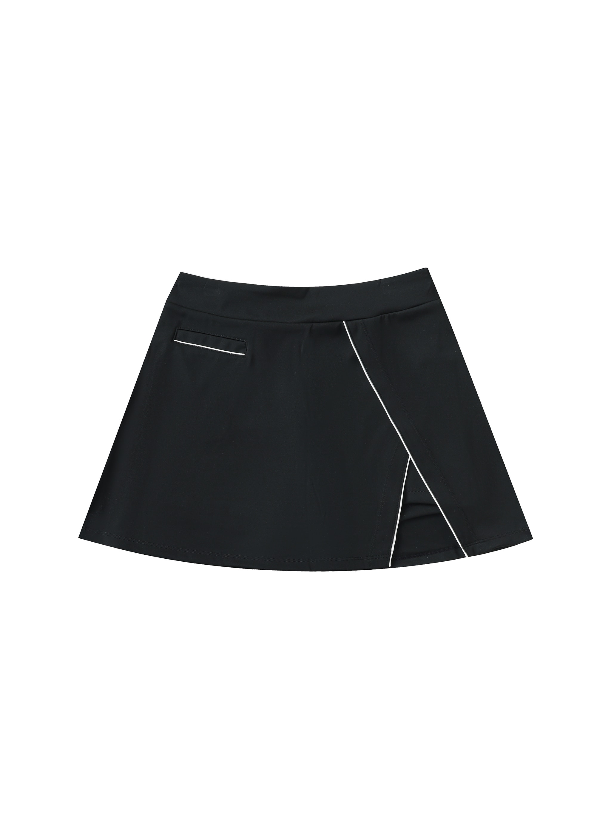 High-Waist Pocketed A-Line Skirt — Black