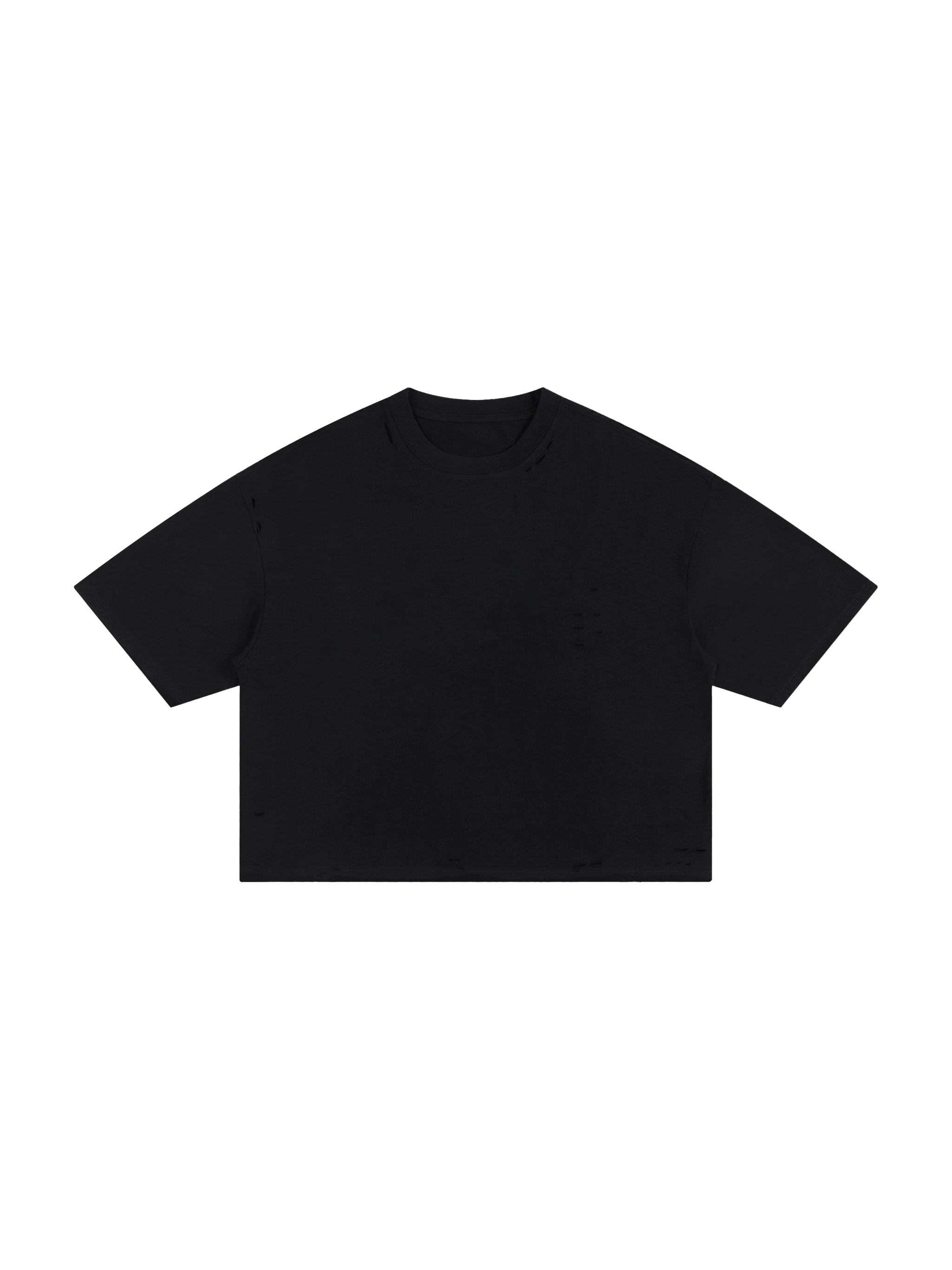 Classic Frayed Boxy T-Shirt — Black
