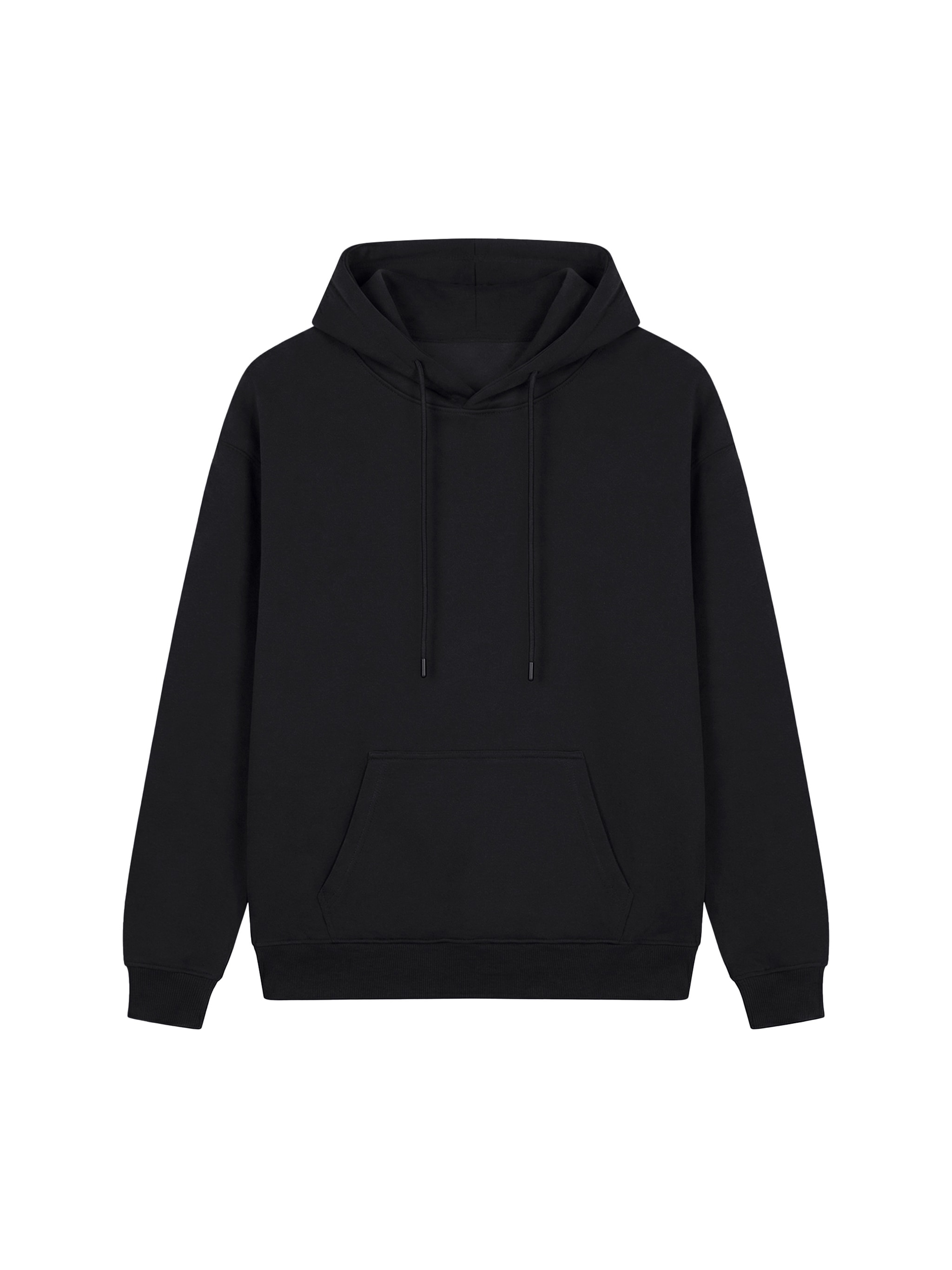 Relaxed Fit Pullover Hoodie — Black