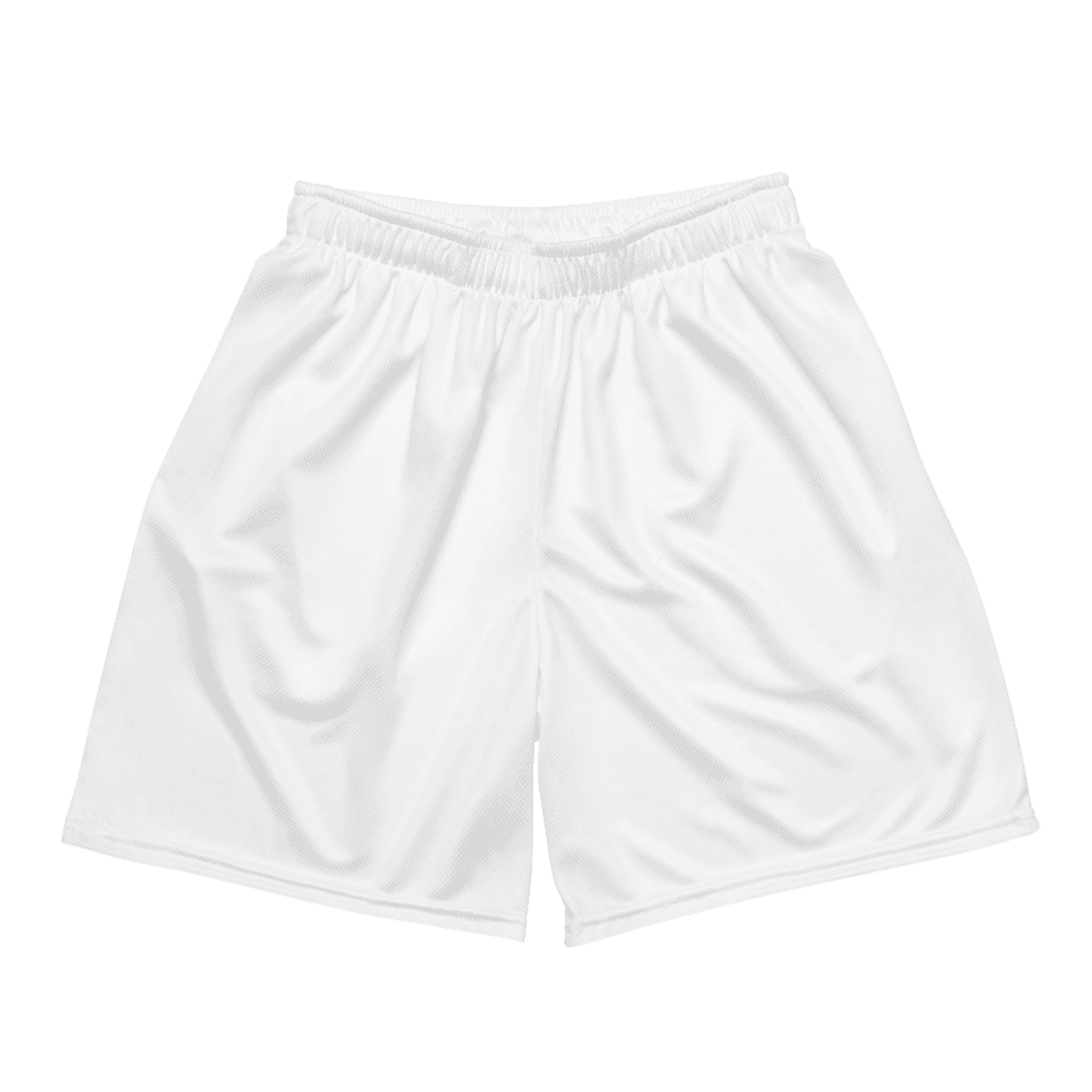 All-Over Print Recycled Mesh Shorts — Flat lay · front