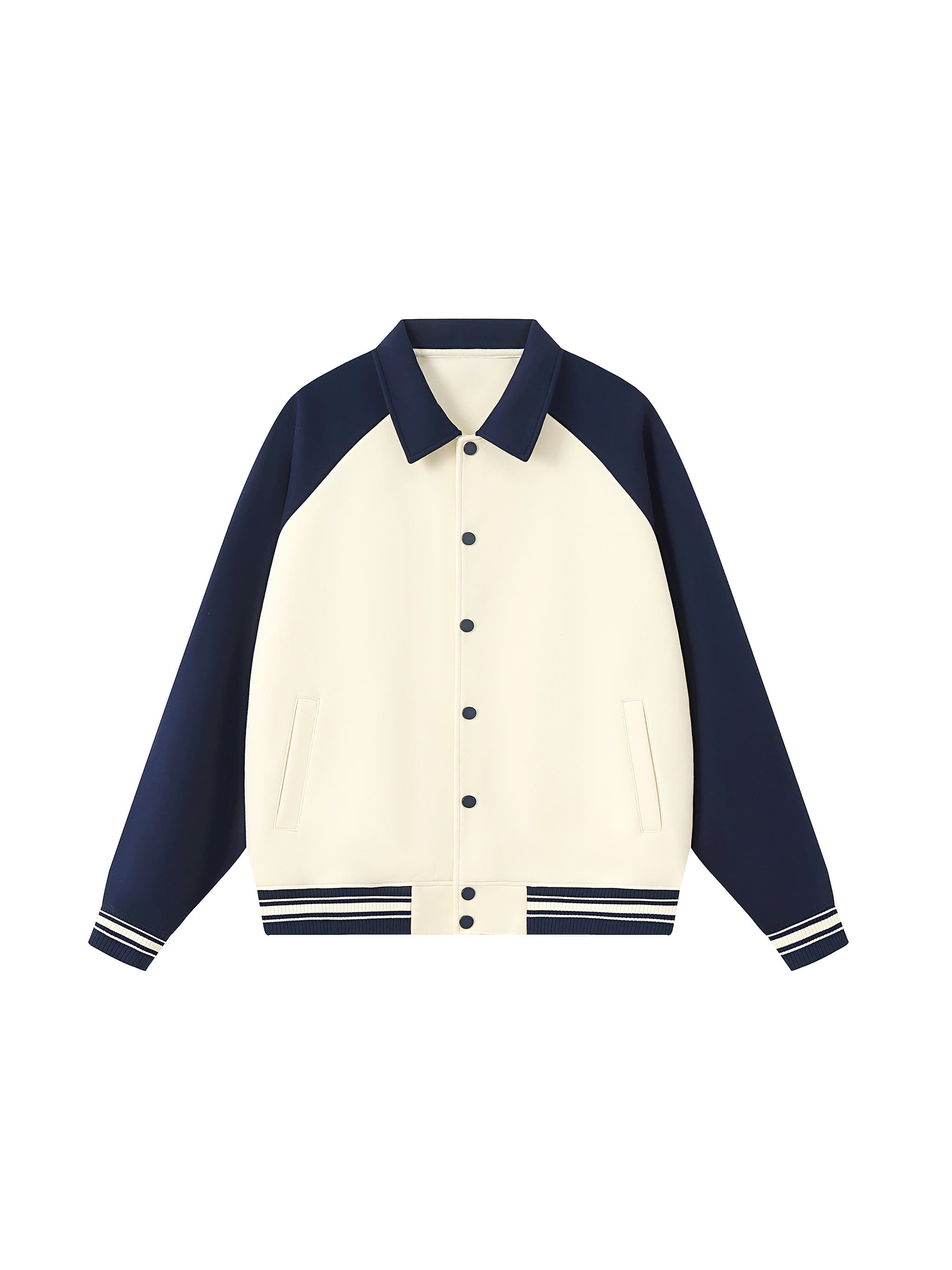 Custom Contrast Raglan Baseball Jacket — Outerwear