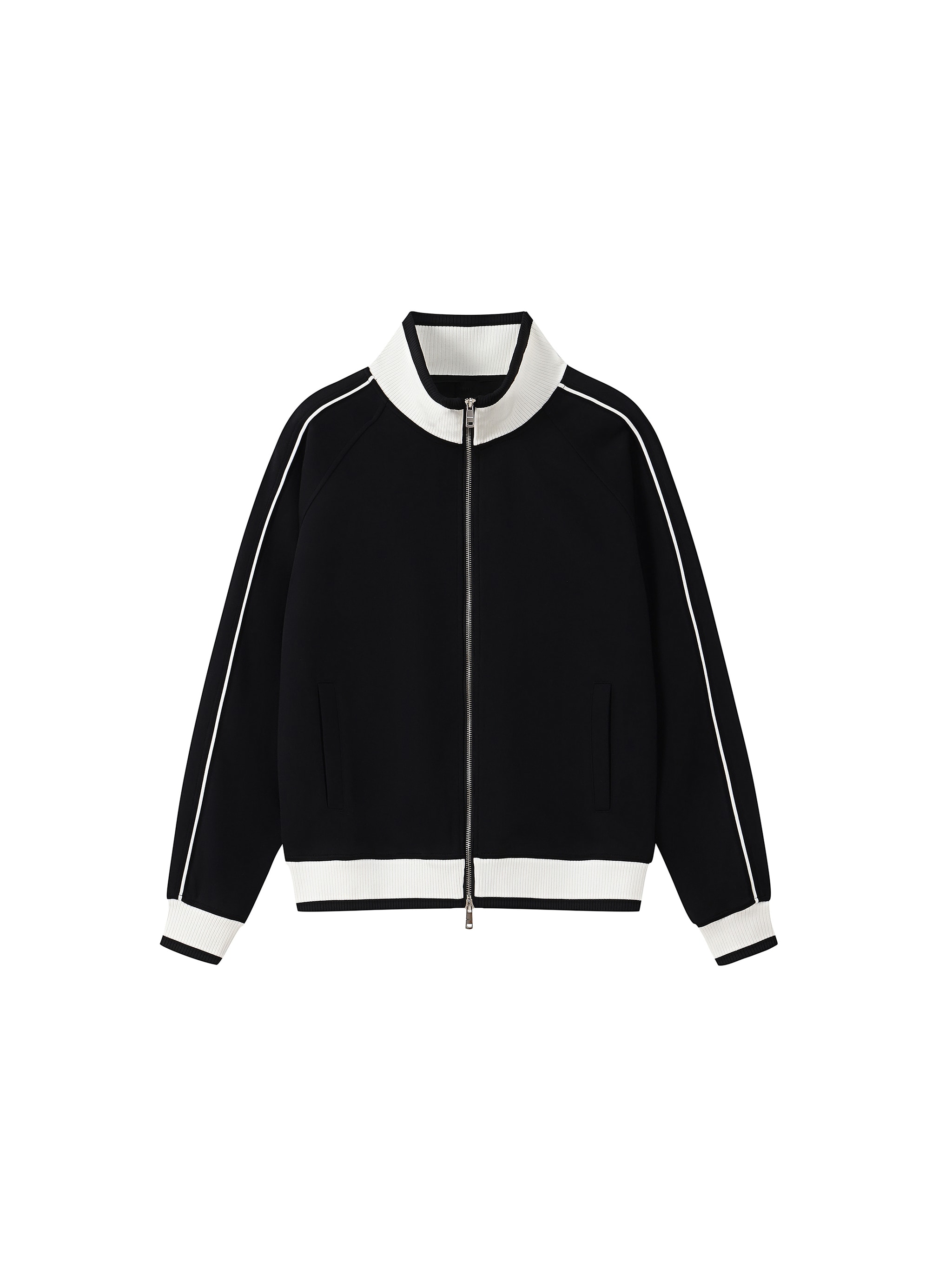 Color Block Raglan Track Jacket — Black