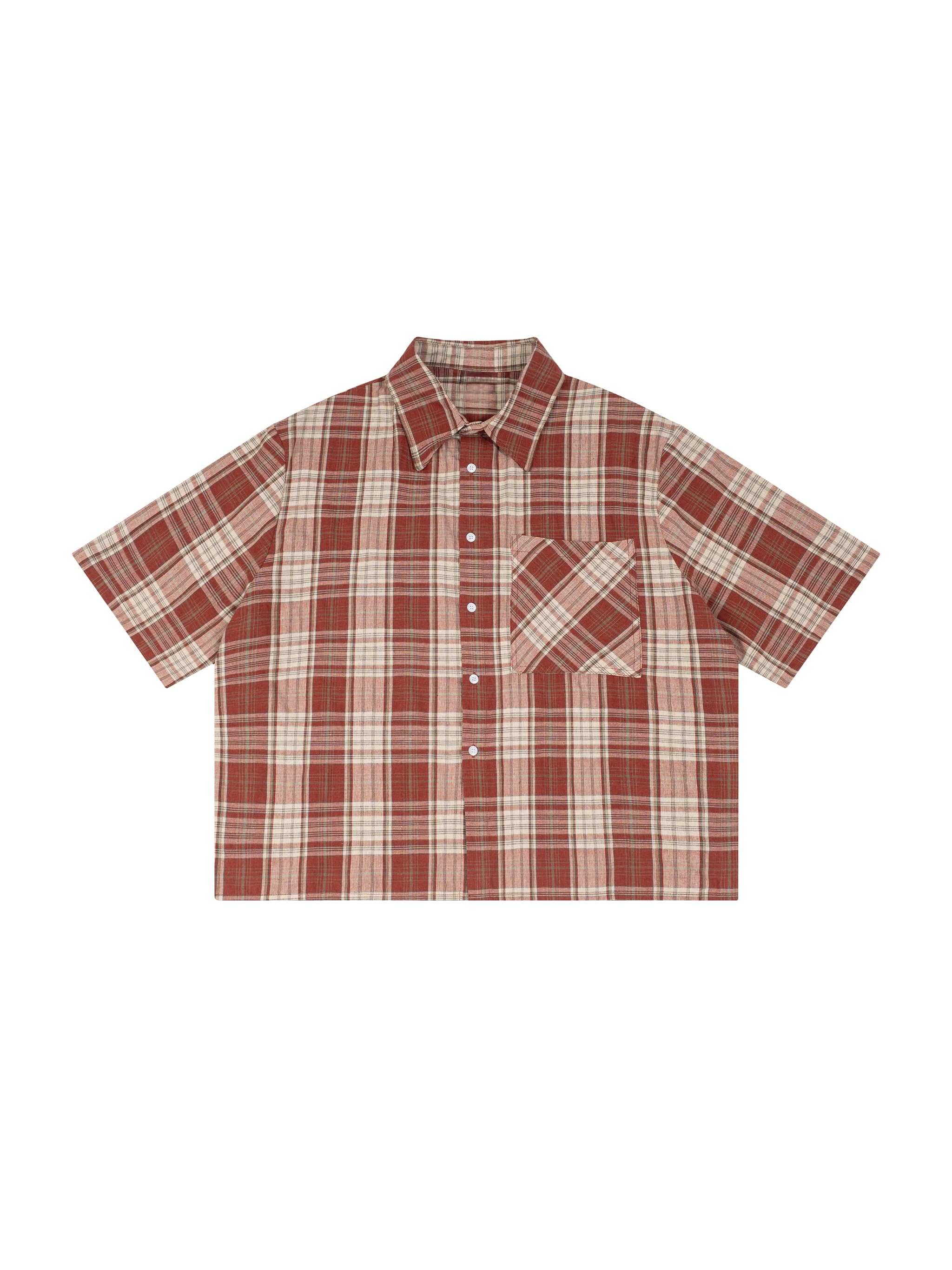 Custom Unisex Plaid Boxy Short Sleeve Shirt — T-Shirts