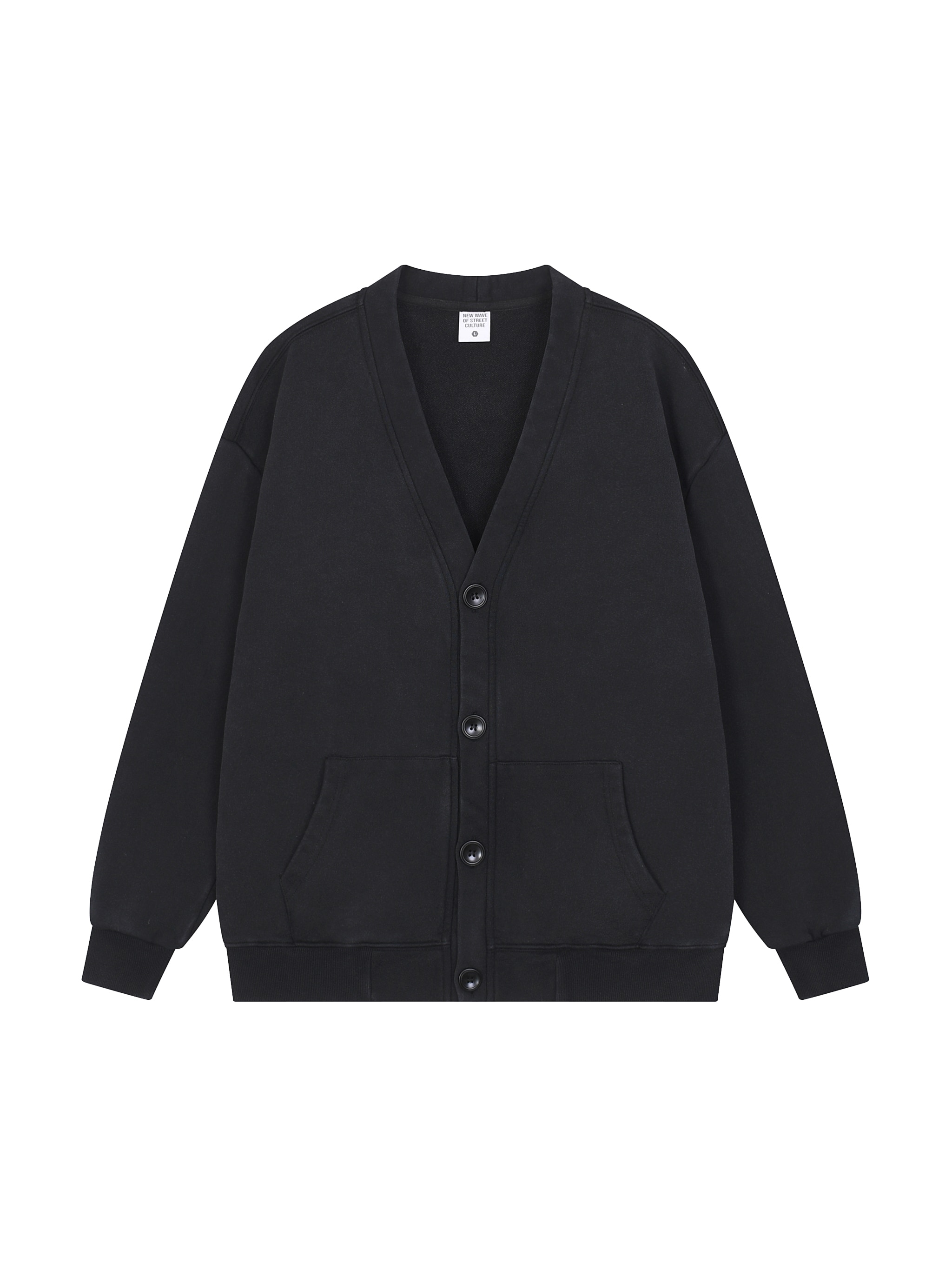 Premium Snow Washed Cardigan — Black