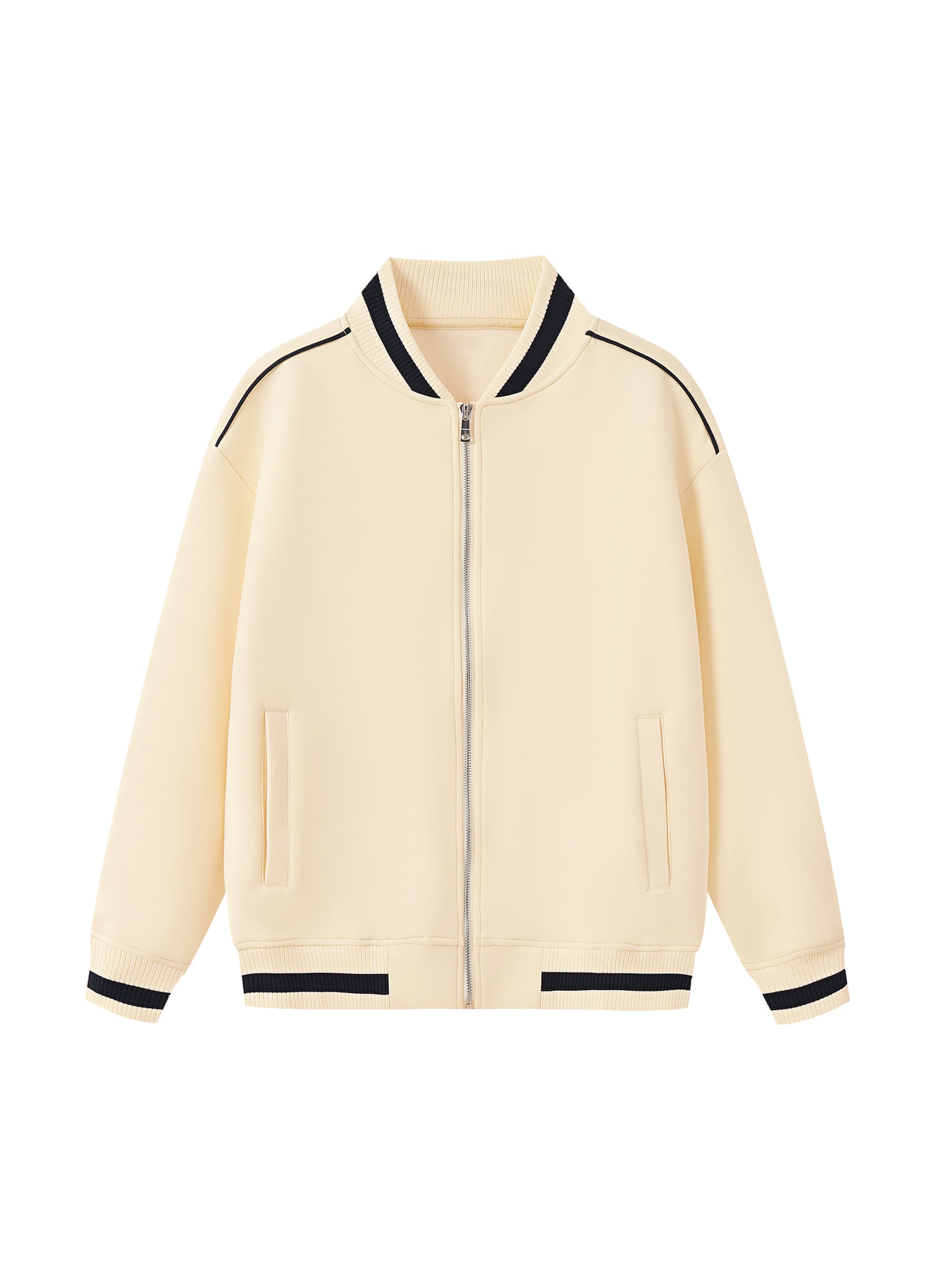 Custom Contrast Piping Bomber Jacket — Outerwear