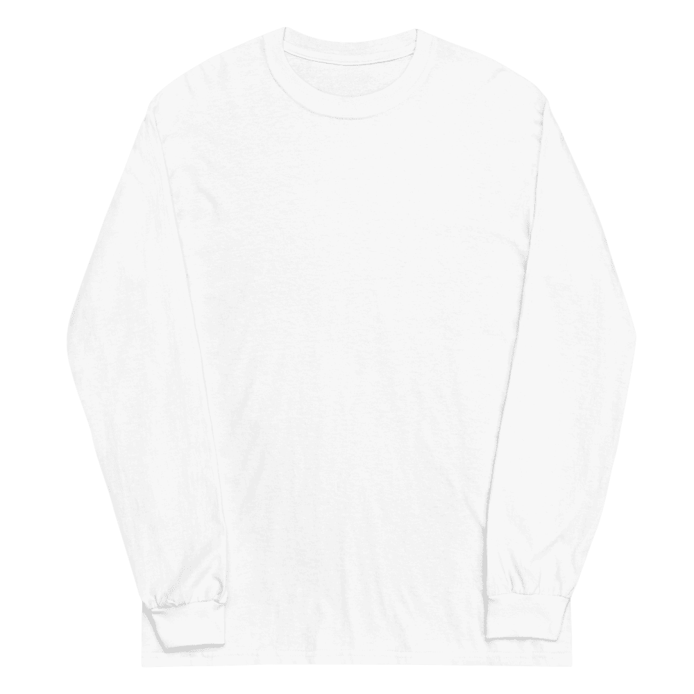 Unisex Long Sleeve Tee — White · Flat lay · 2 · front