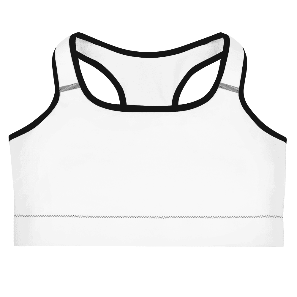 All-Over Print Sports Bra — Flat lay · front