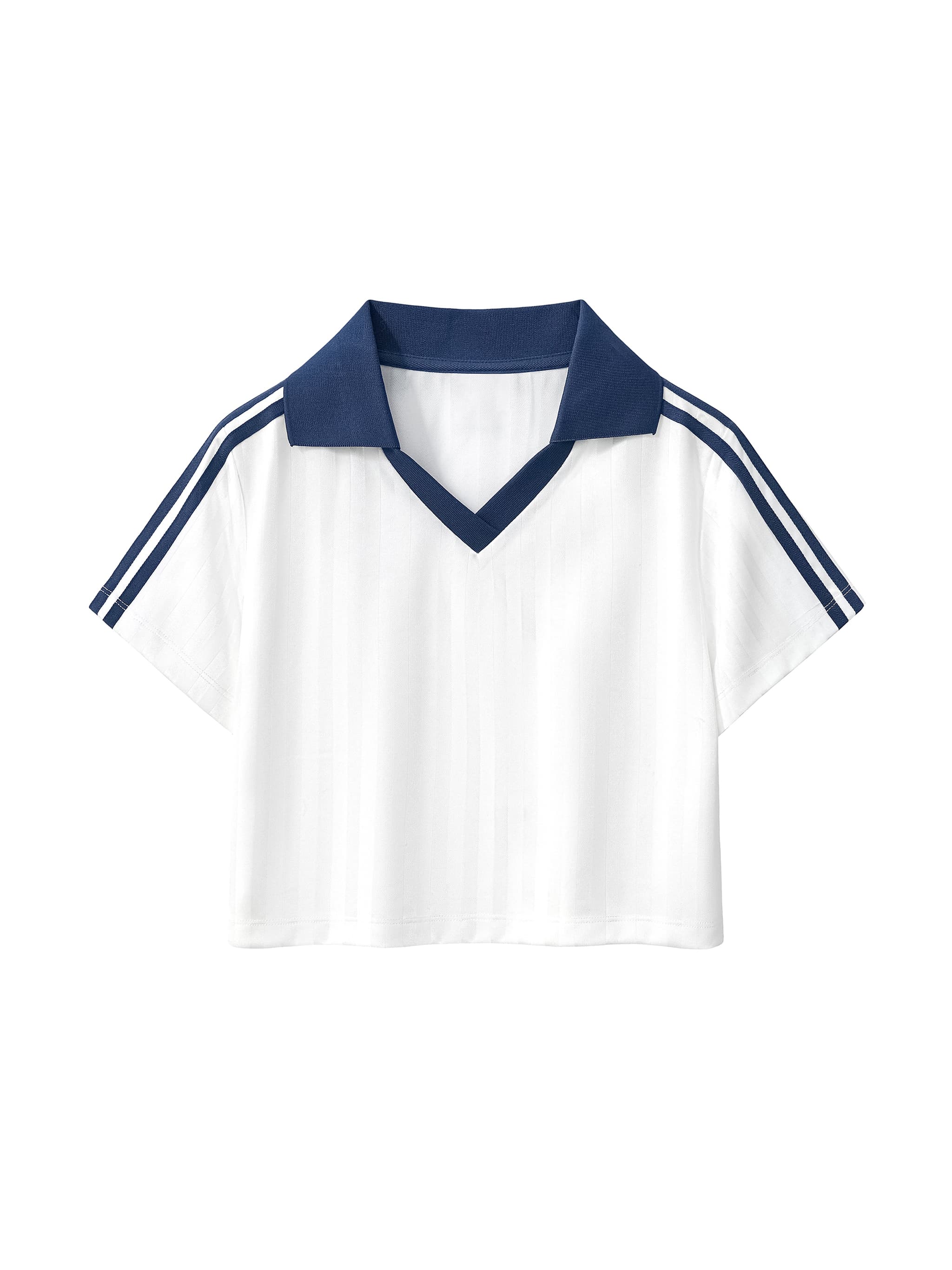 Custom Striped Contrast Collar Cropped Jersey — Activewear