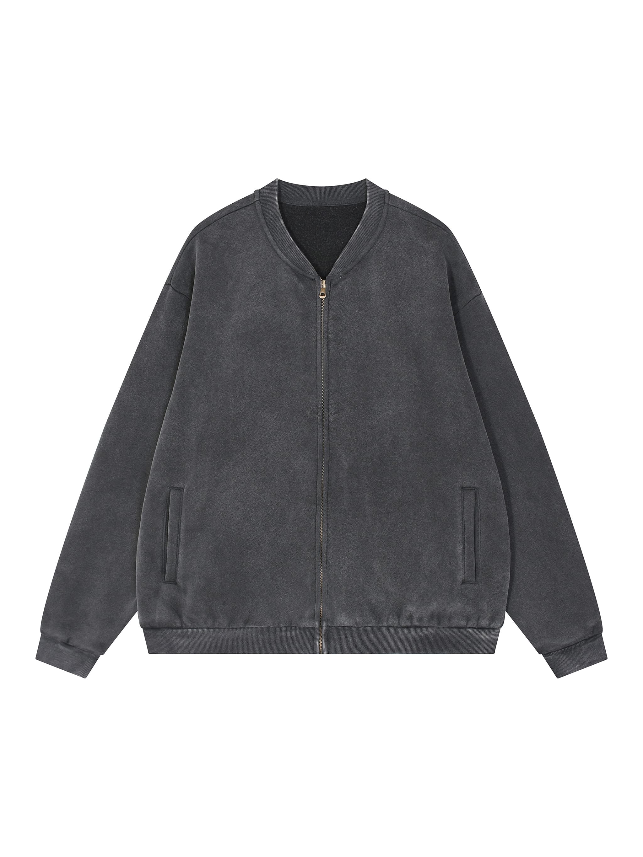 Custom Vintage Washed Fleece Baseball Jacket — Outerwear