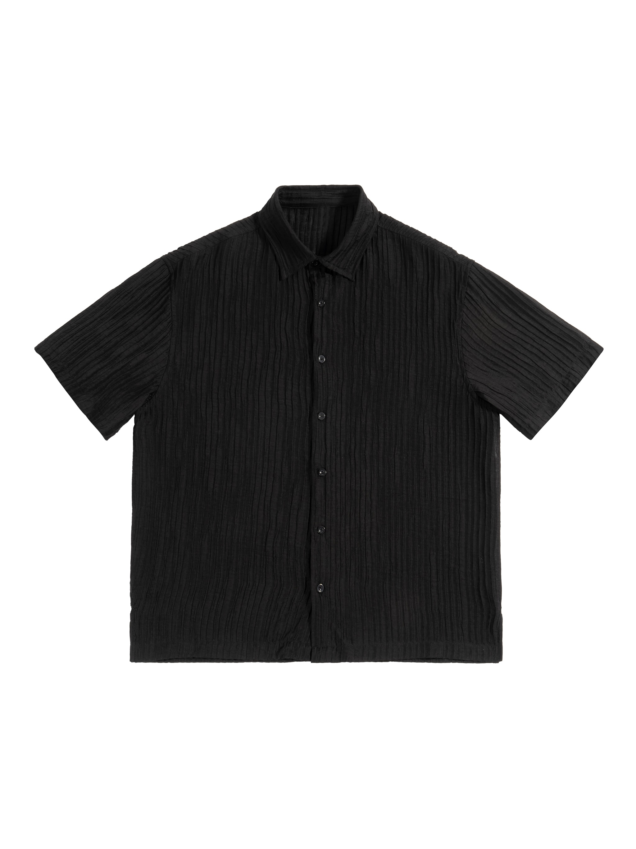 Jacquard Button-Up Shirt — Black