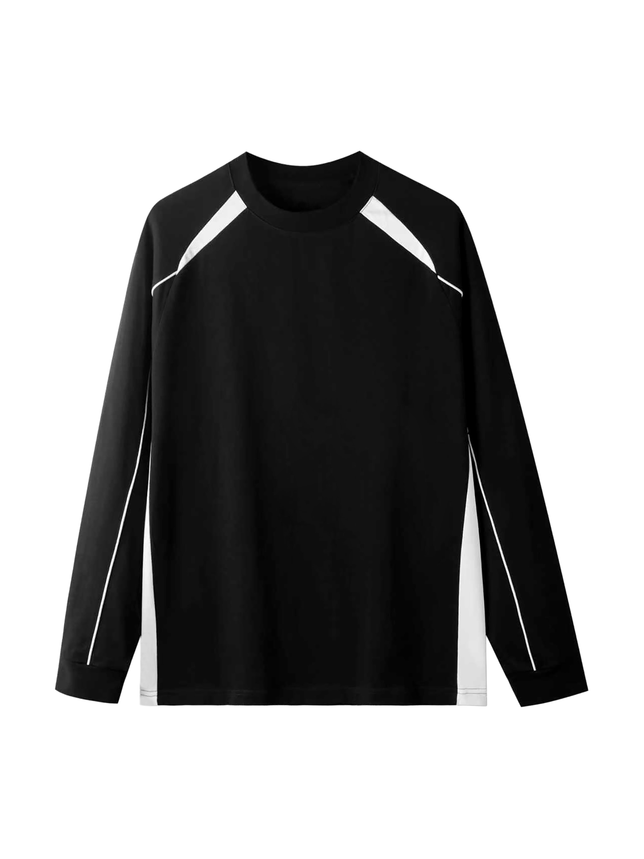 Contrast Panel Raglan Sweatshirt — Black with White