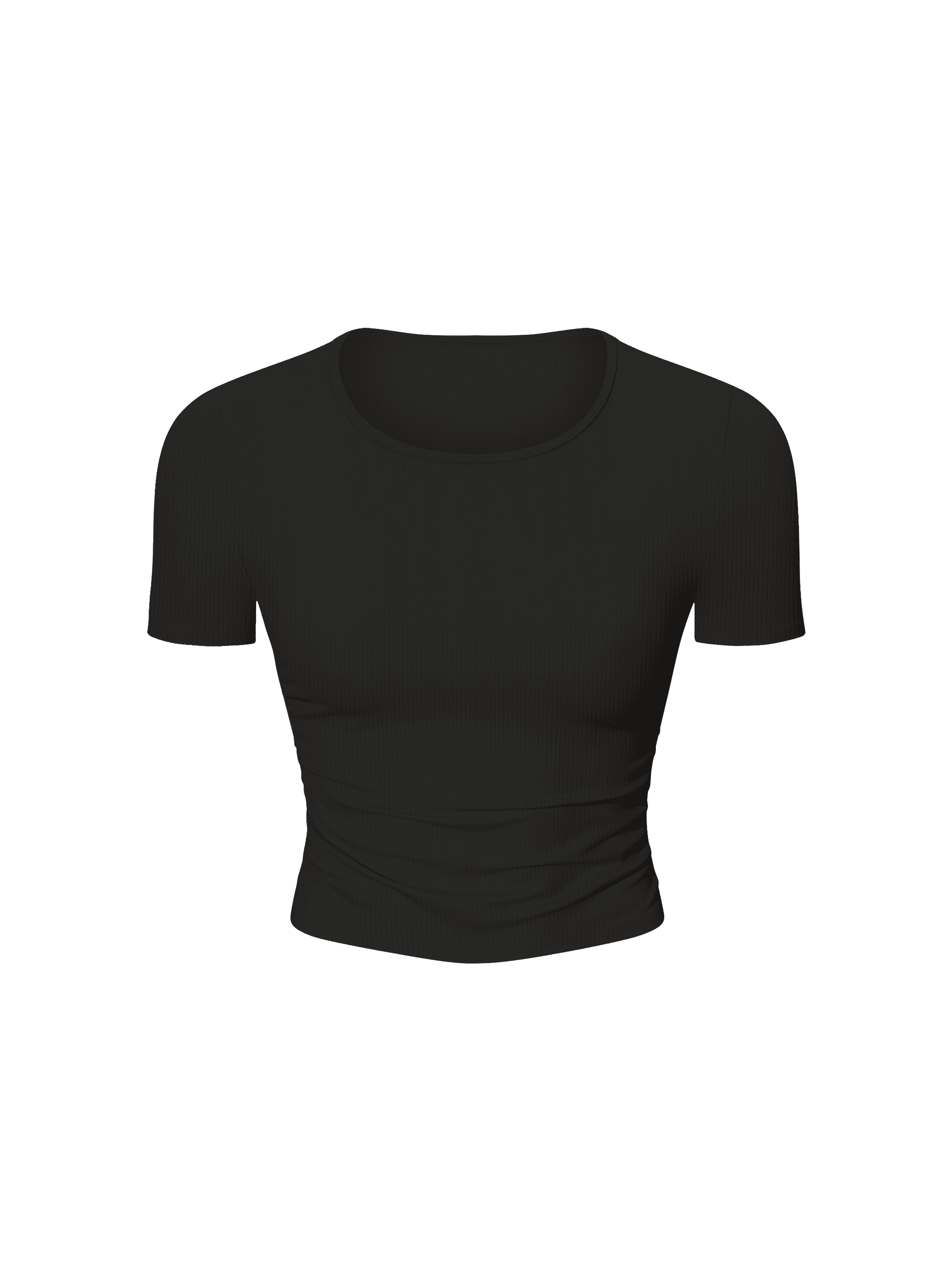 Ruched Bodycon Crop Top — Black