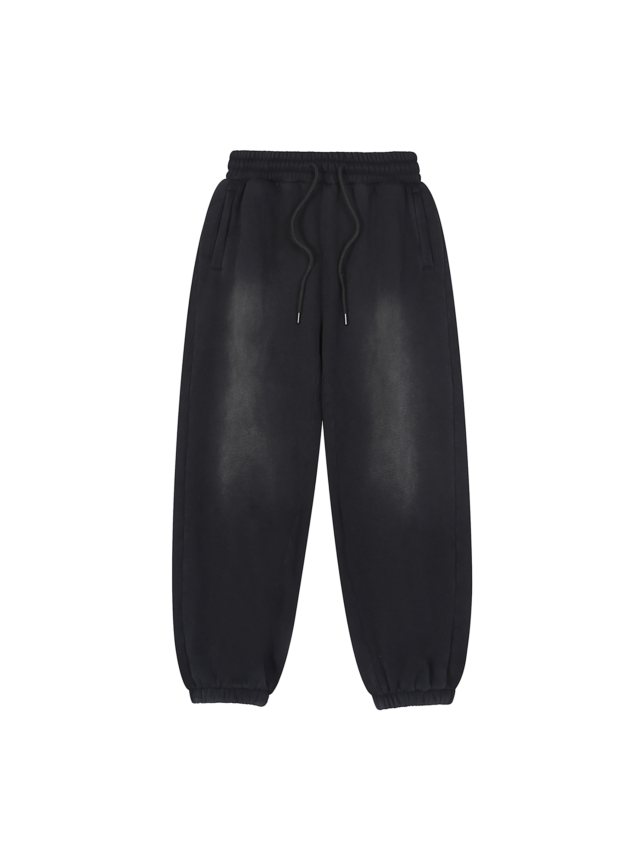 Vintage Washed Fleece Jogger Sweatpants — Black