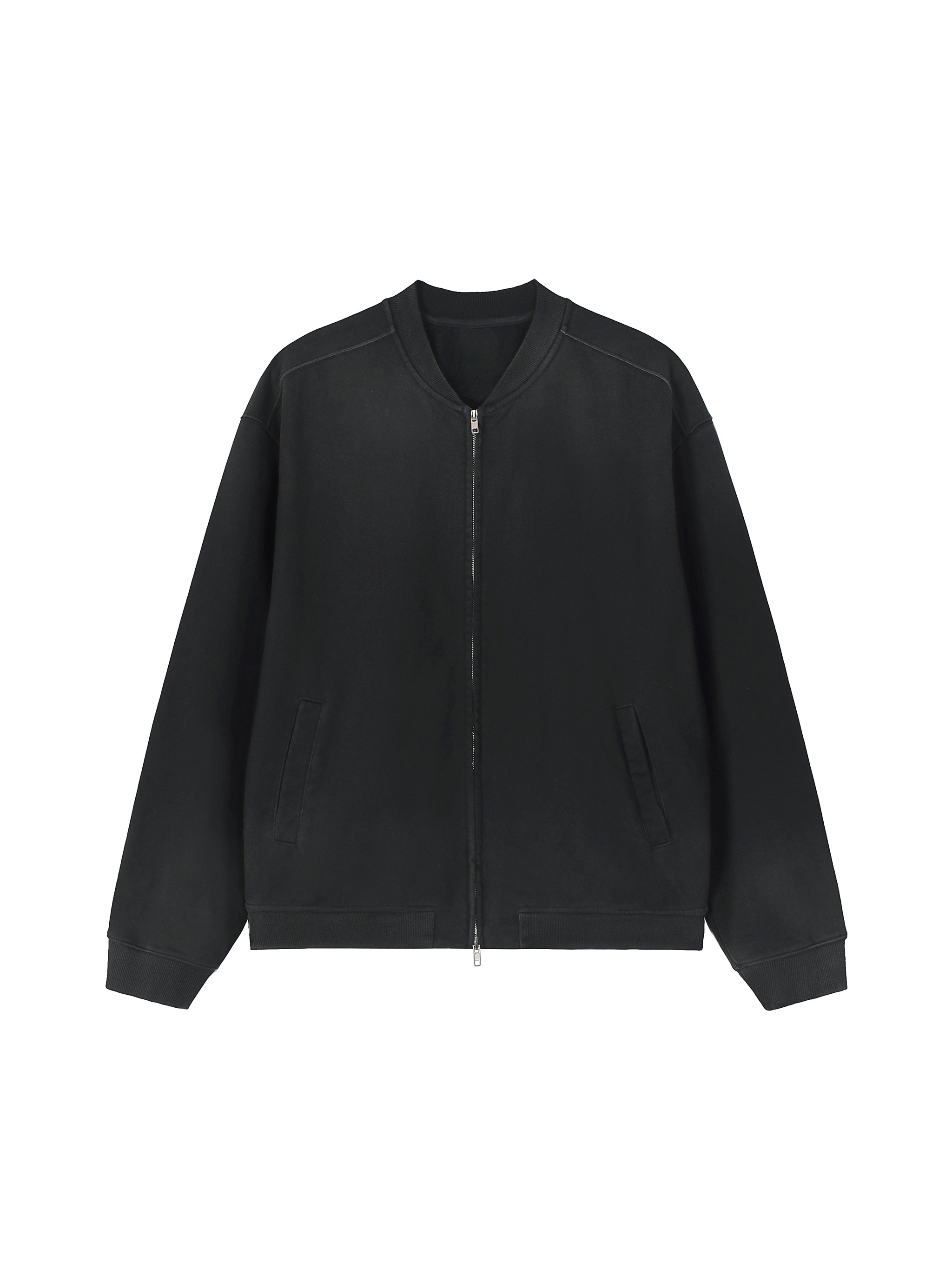 Sun Fade Heavyweight Baseball Jacket — Black