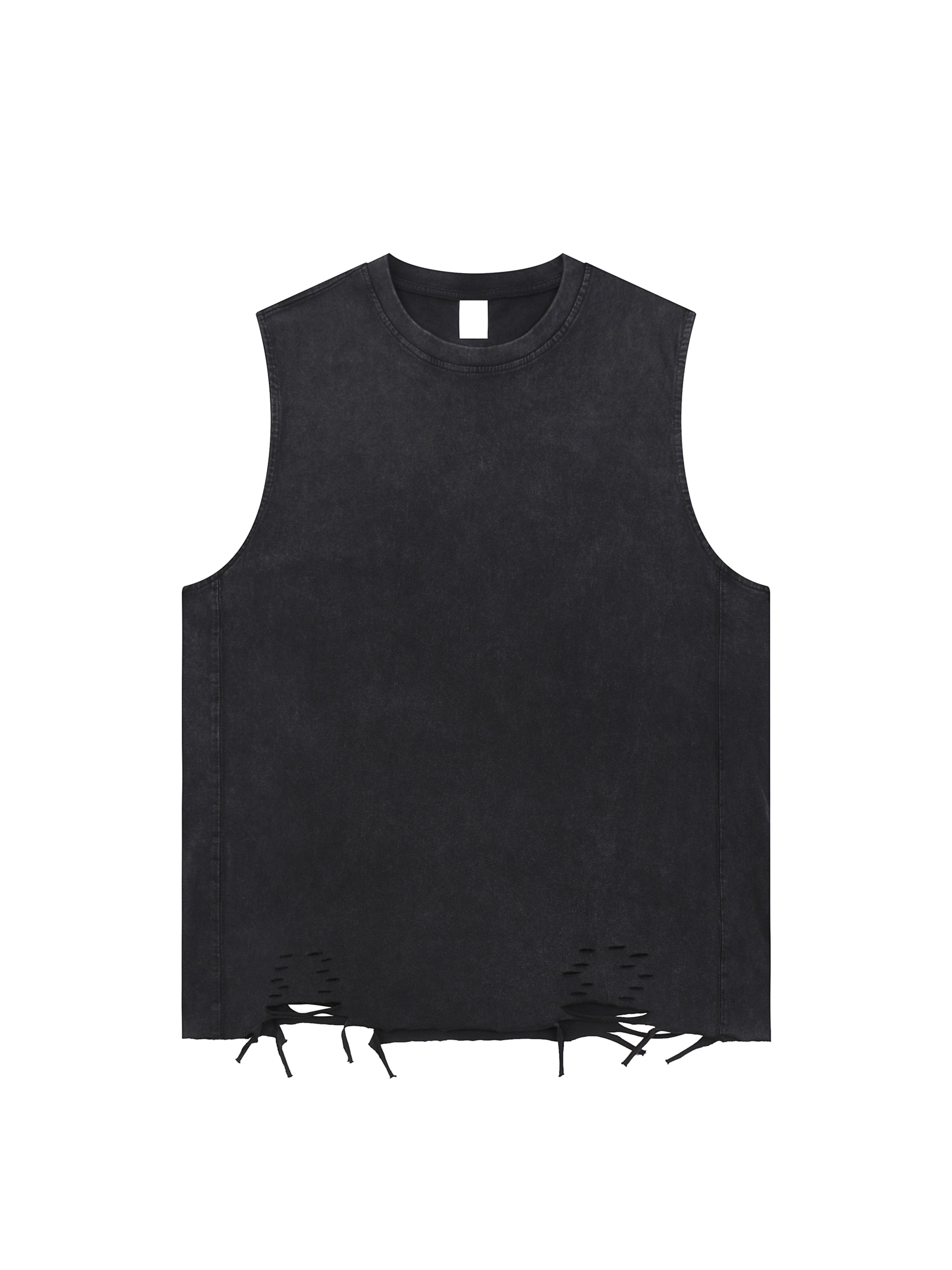 Snow Washed Raw-Hem Tank Top — Black