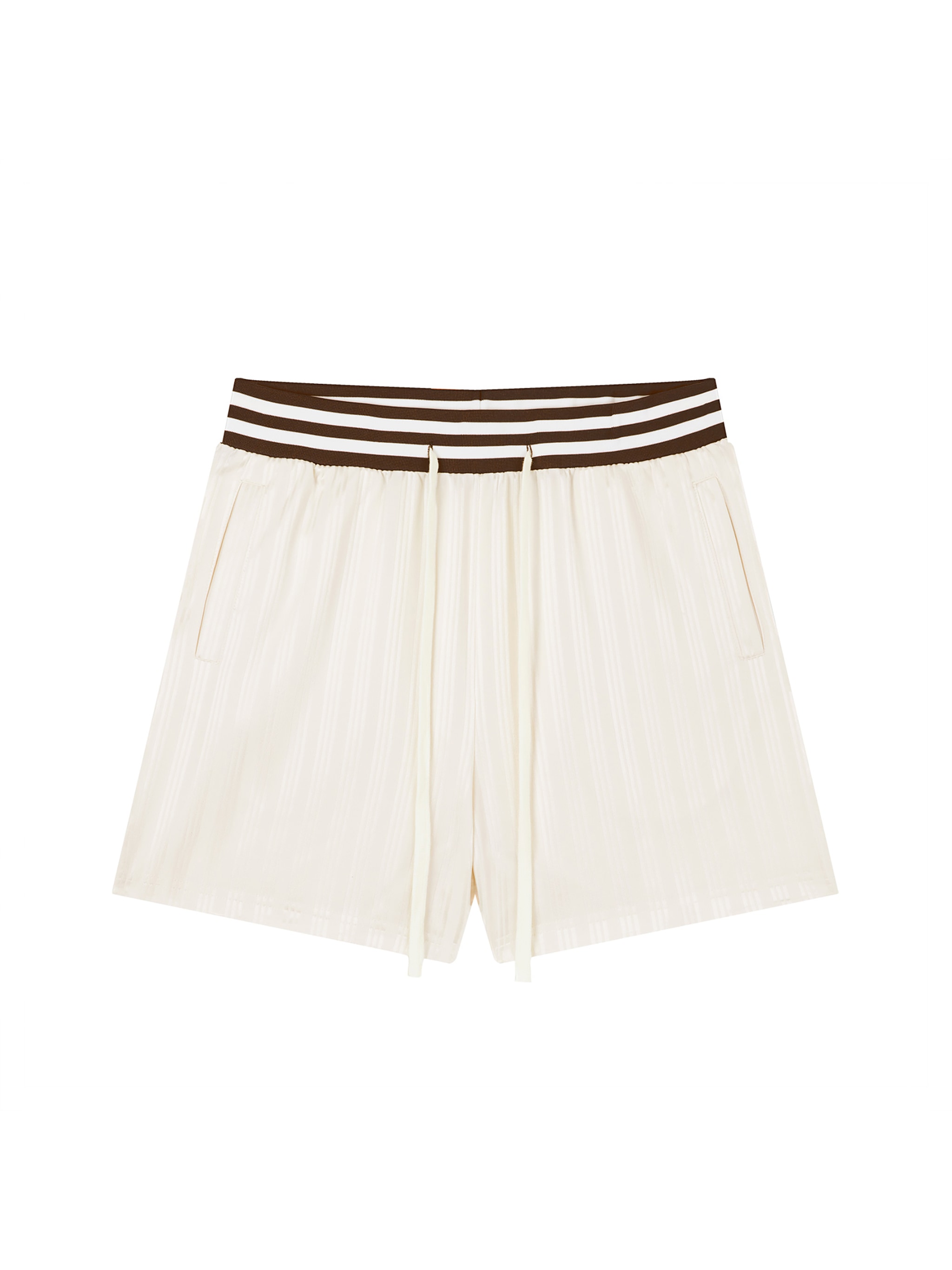 Unisex Striped Drawstring Shorts — Apricot
