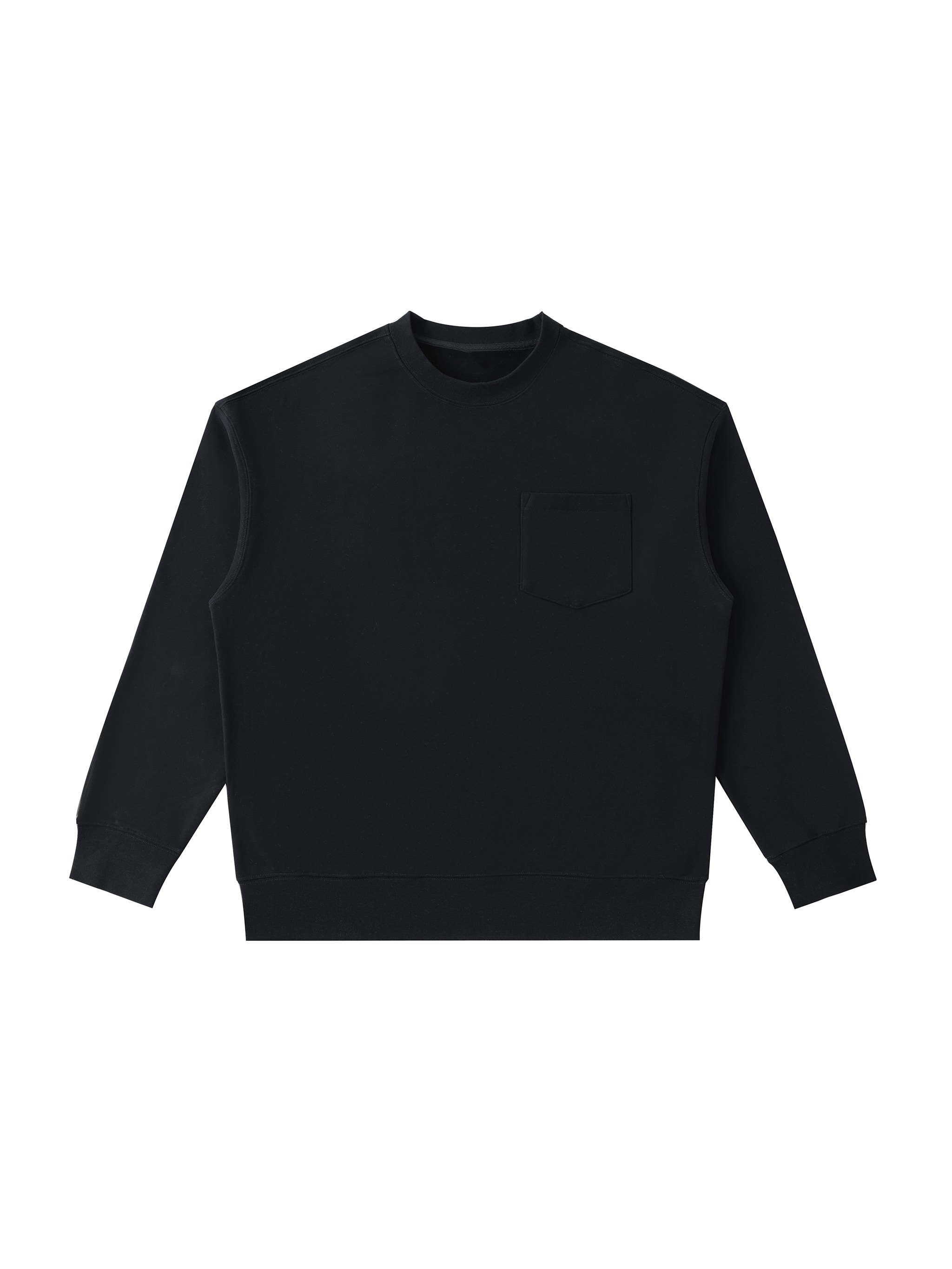 Heavyweight Patch Pocket Crewneck Sweatshirt — Black