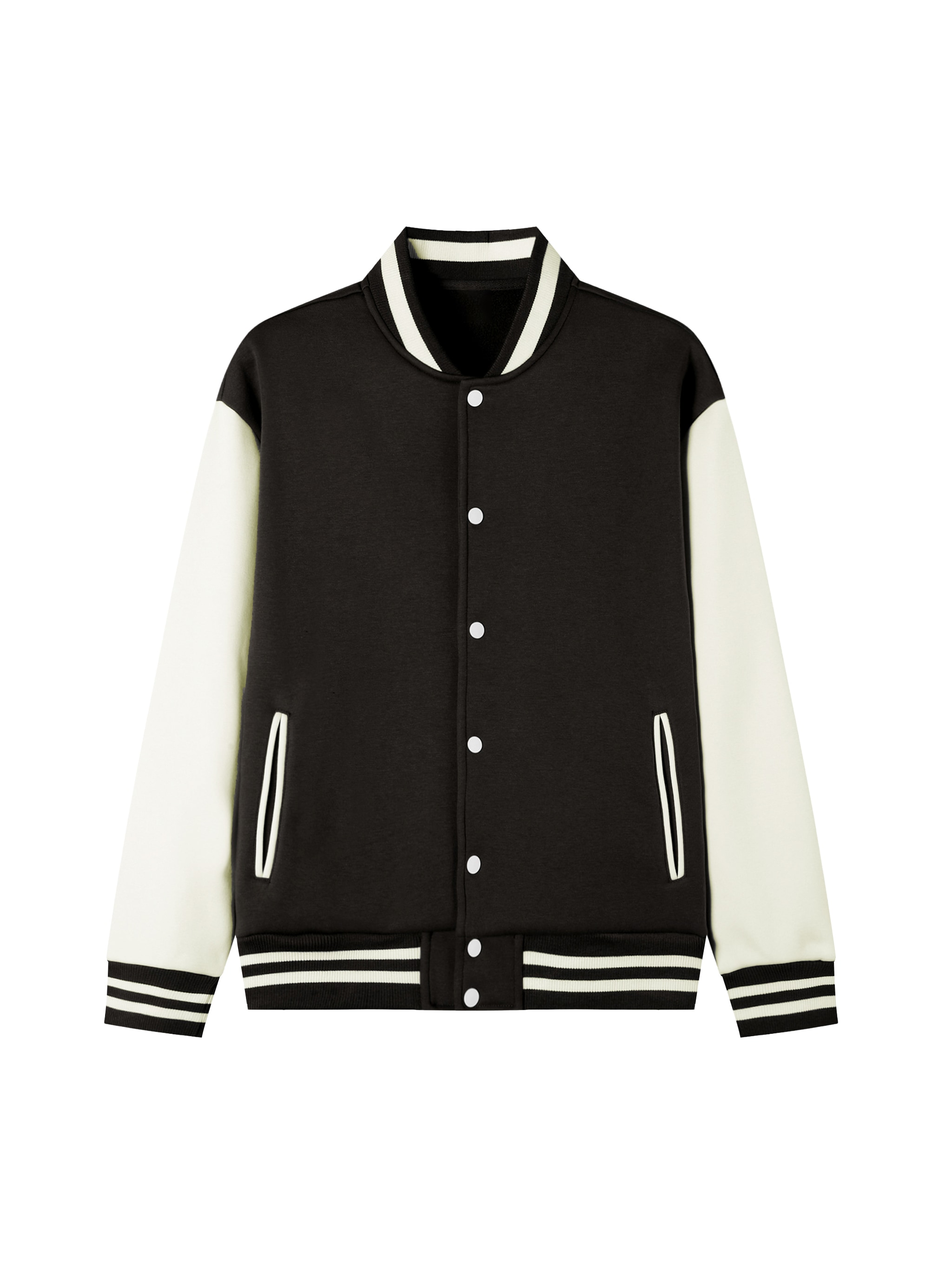 Two-Tone Varsity Jacket — Black with White