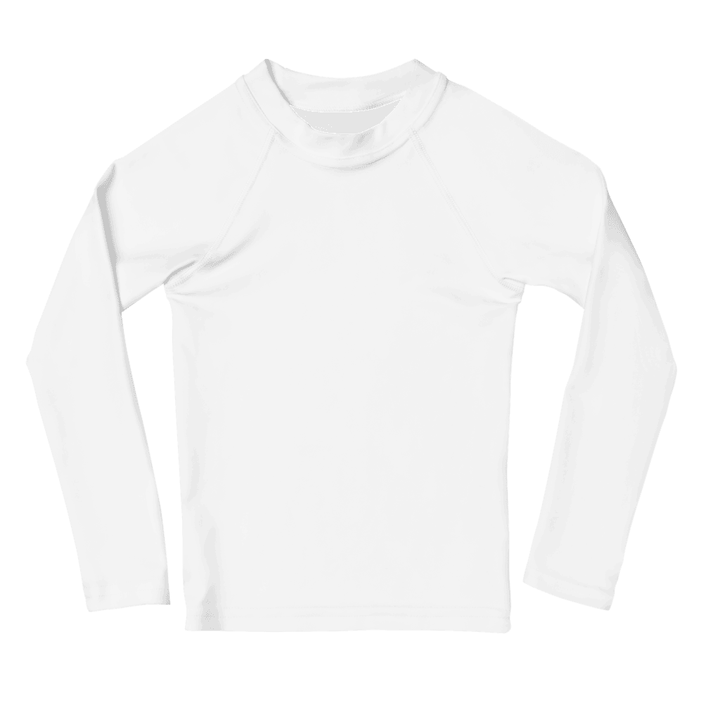 Kids' All-Over Print Rash Guard — Flat lay · front