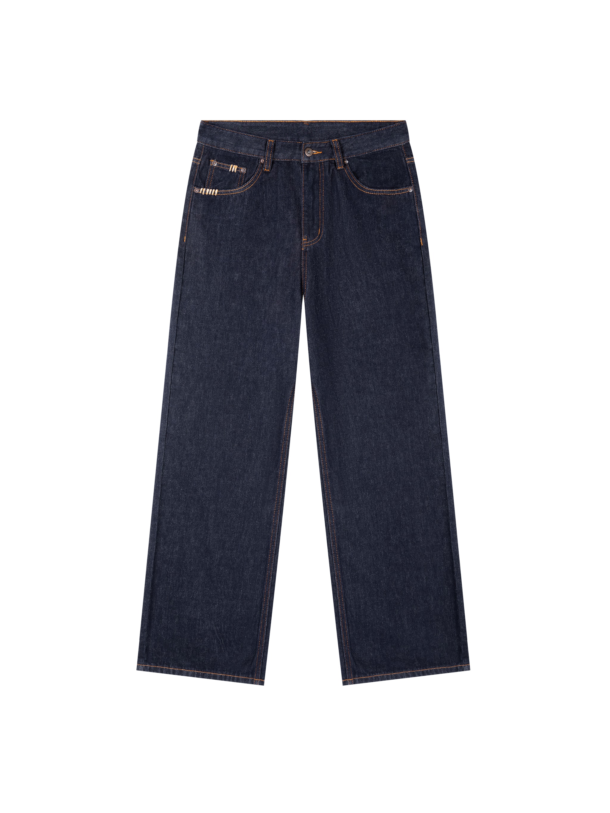 Heavyweight Straight Leg Denim Jeans — Navy Blue