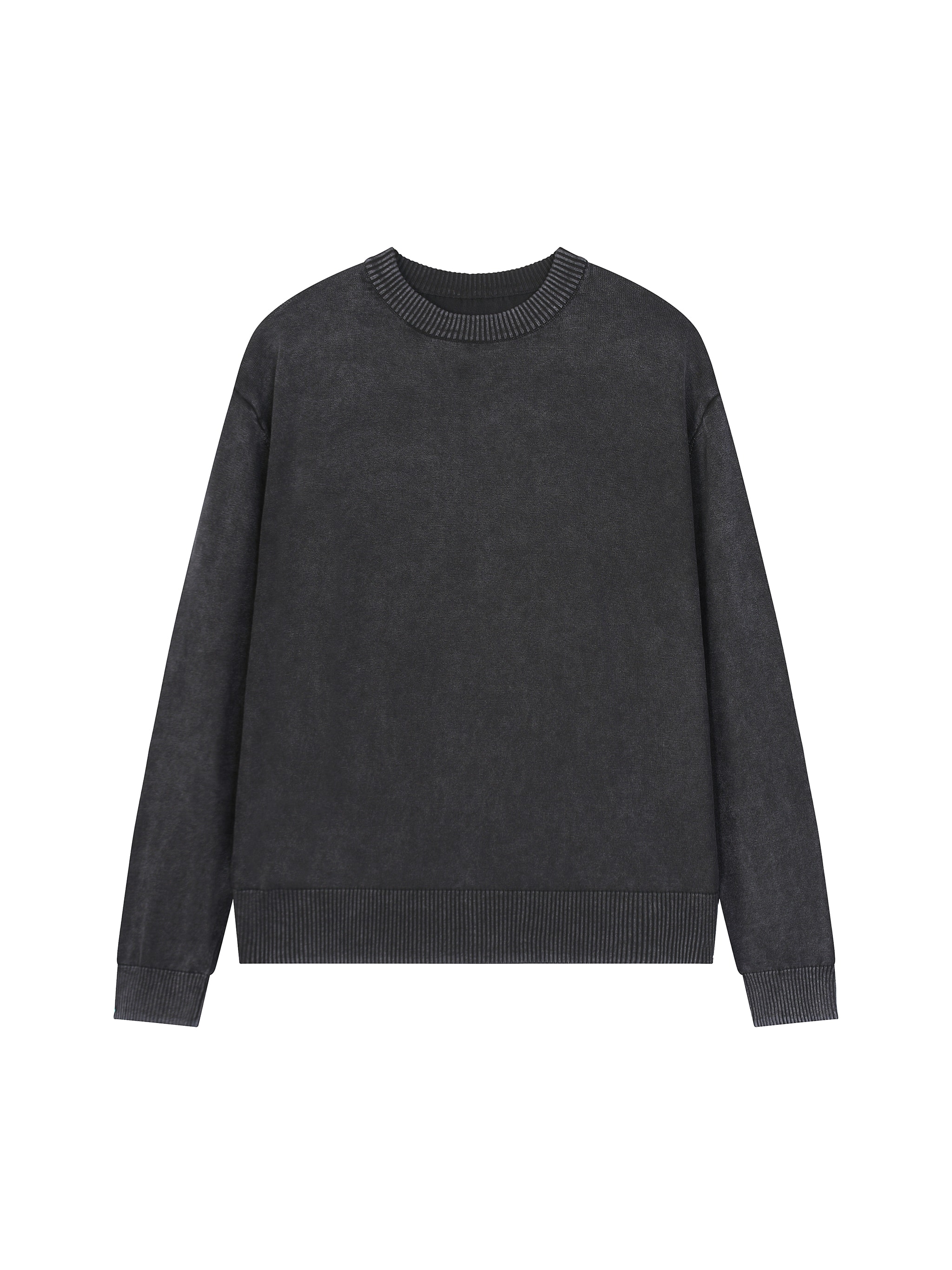 Mineral Wash Oversized Crewneck — Black