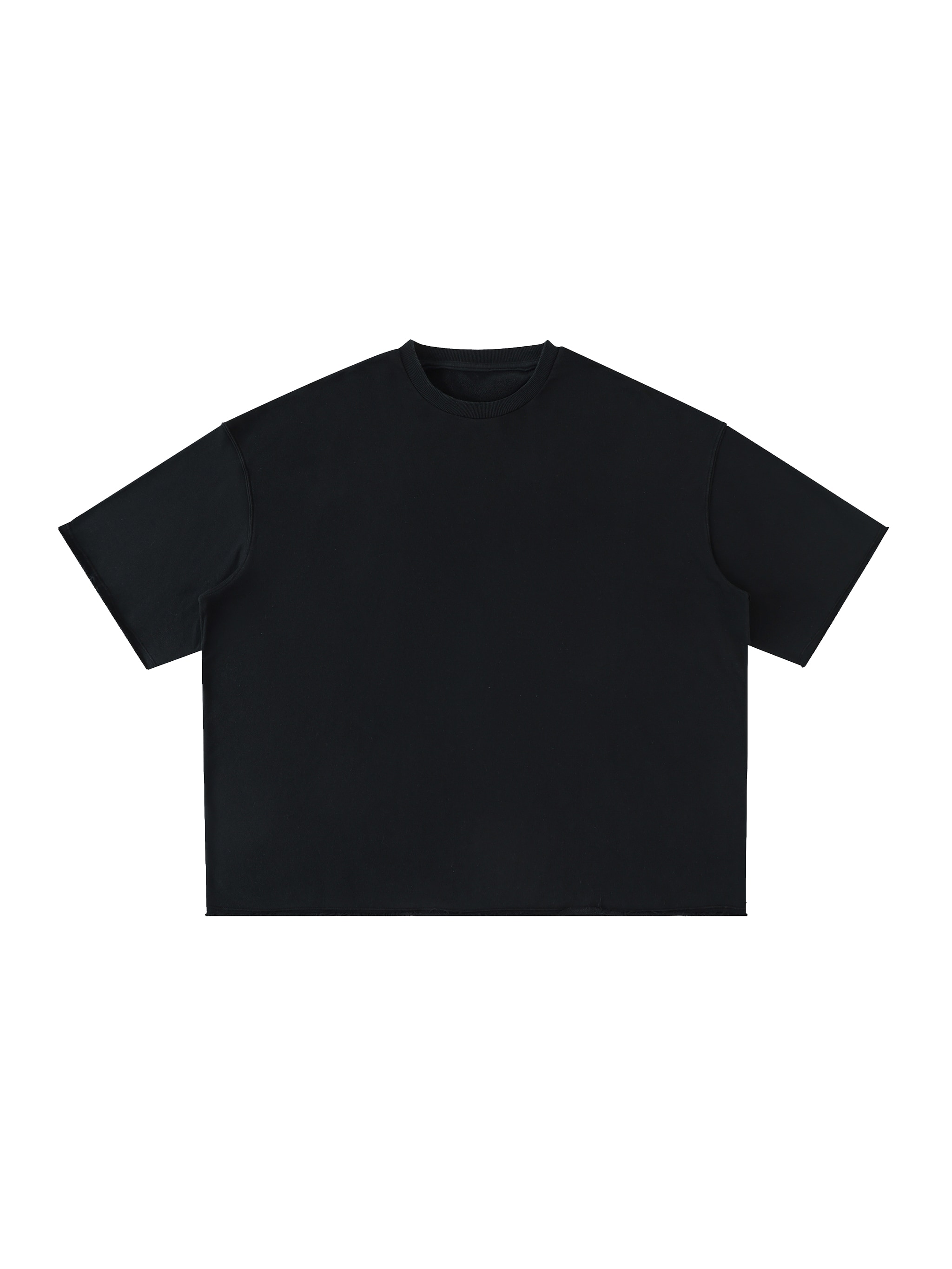 Washed Half-Sleeve T-Shirt — Black