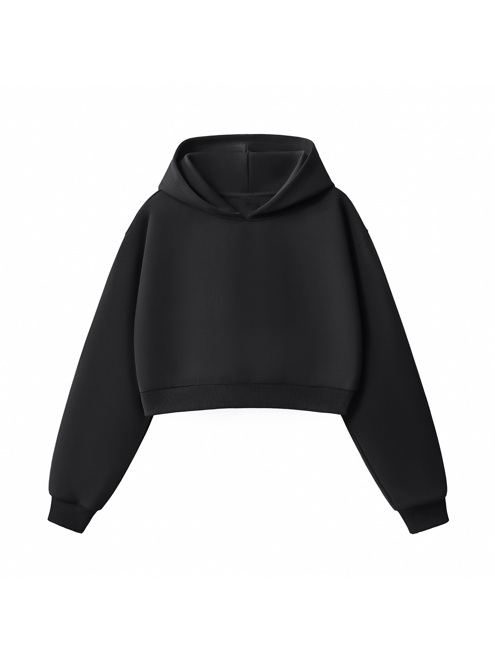 Essential Cropped Hoodie — Black