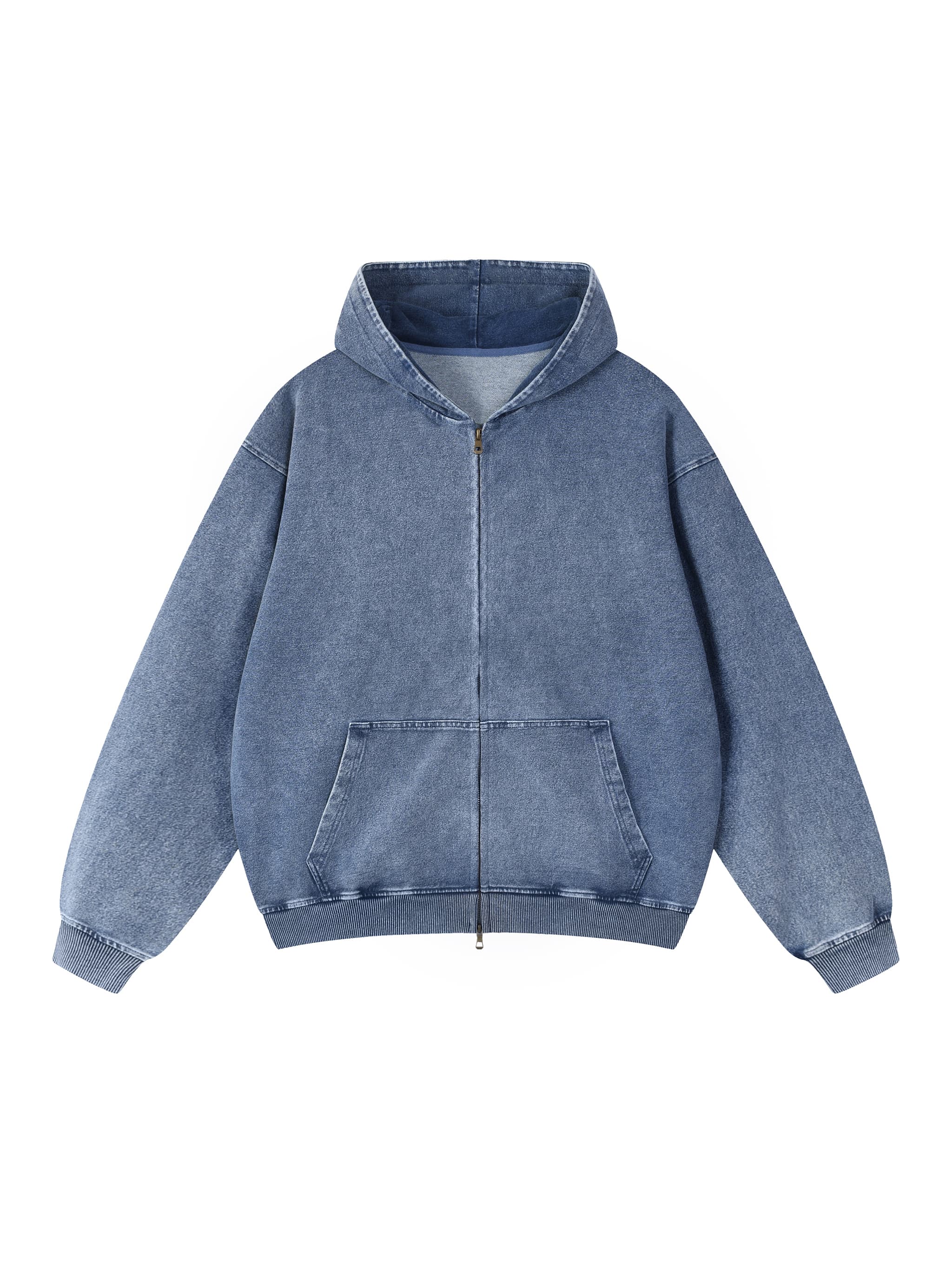 Custom Snow Wash Oversized Zip-Up Hoodie — Hoodies