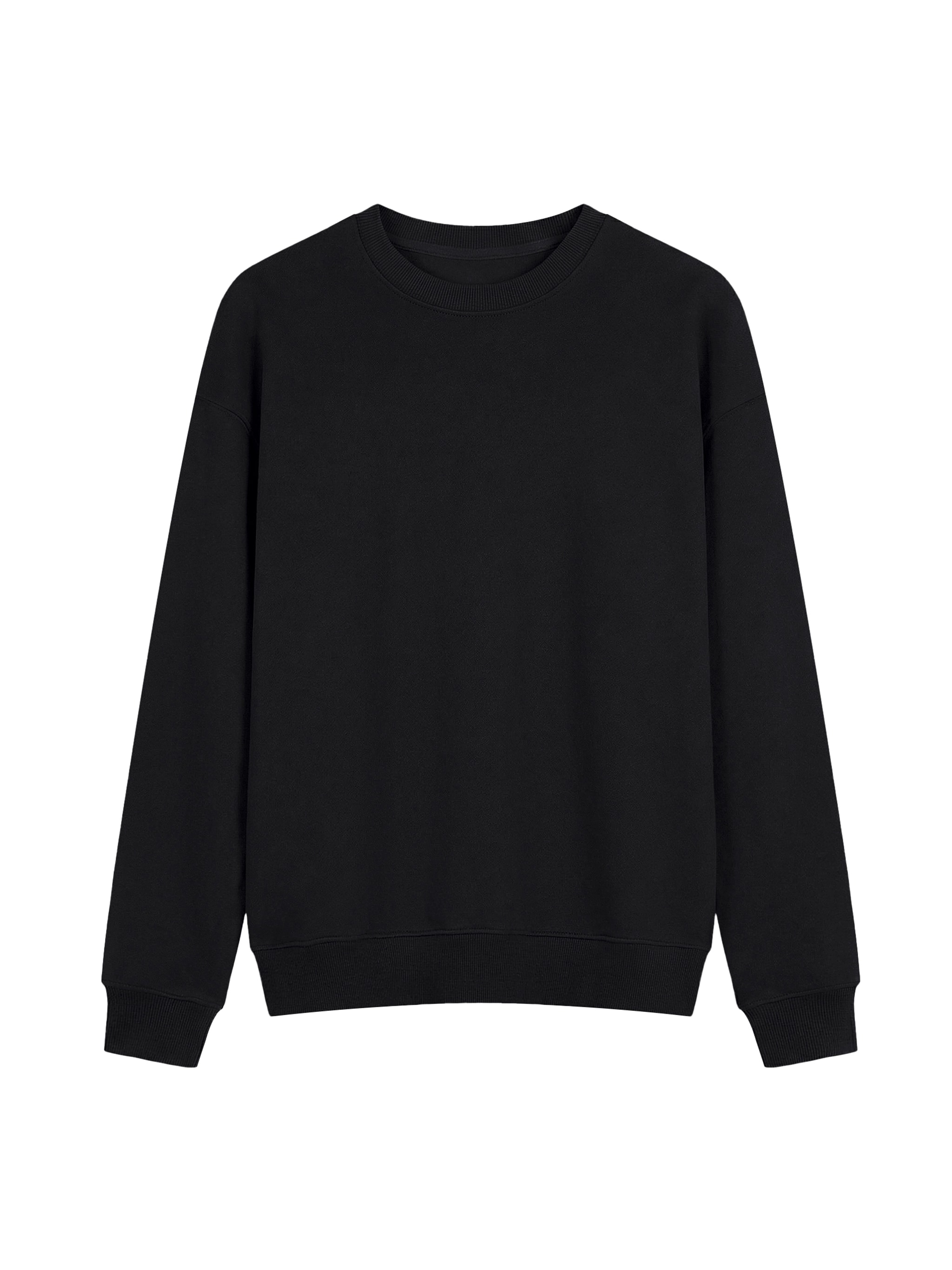 Oversized Drop Shoulder Crewneck Sweatshirt — Black