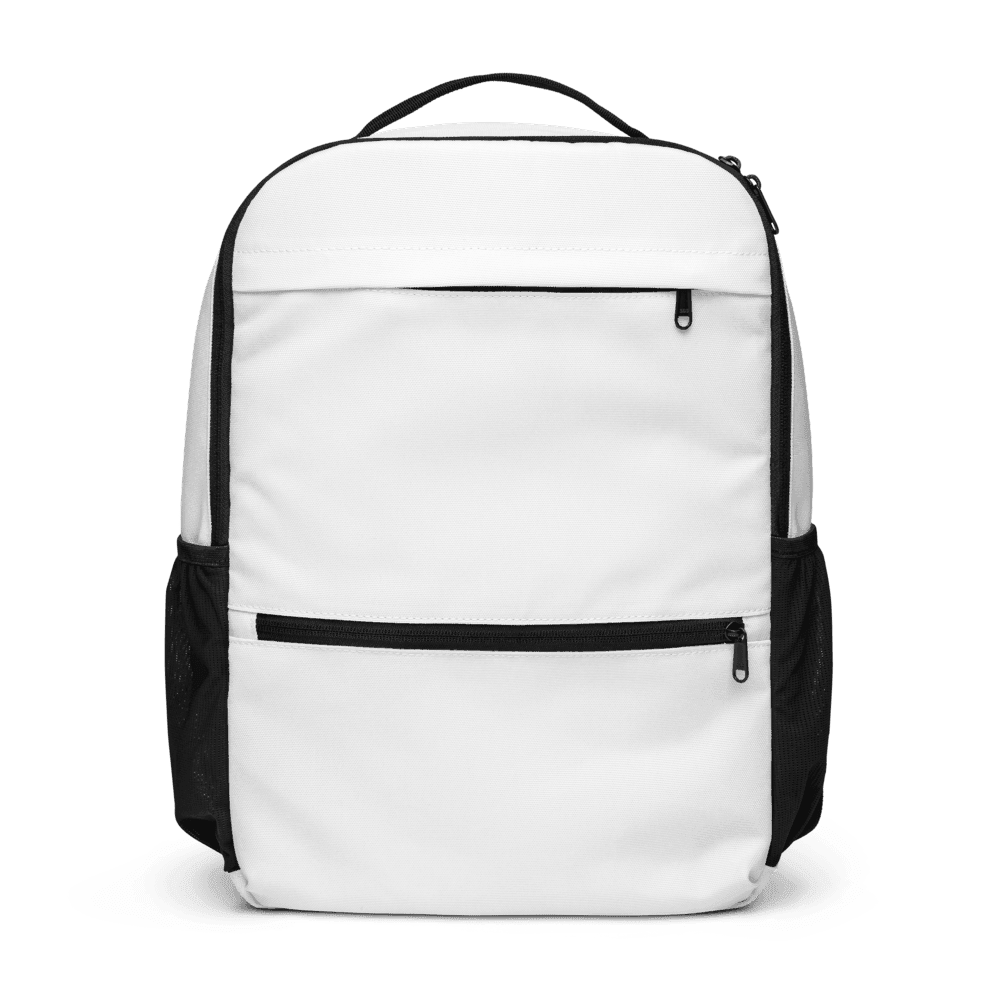 All-Over Print Utility Backpack — Flat lay · top