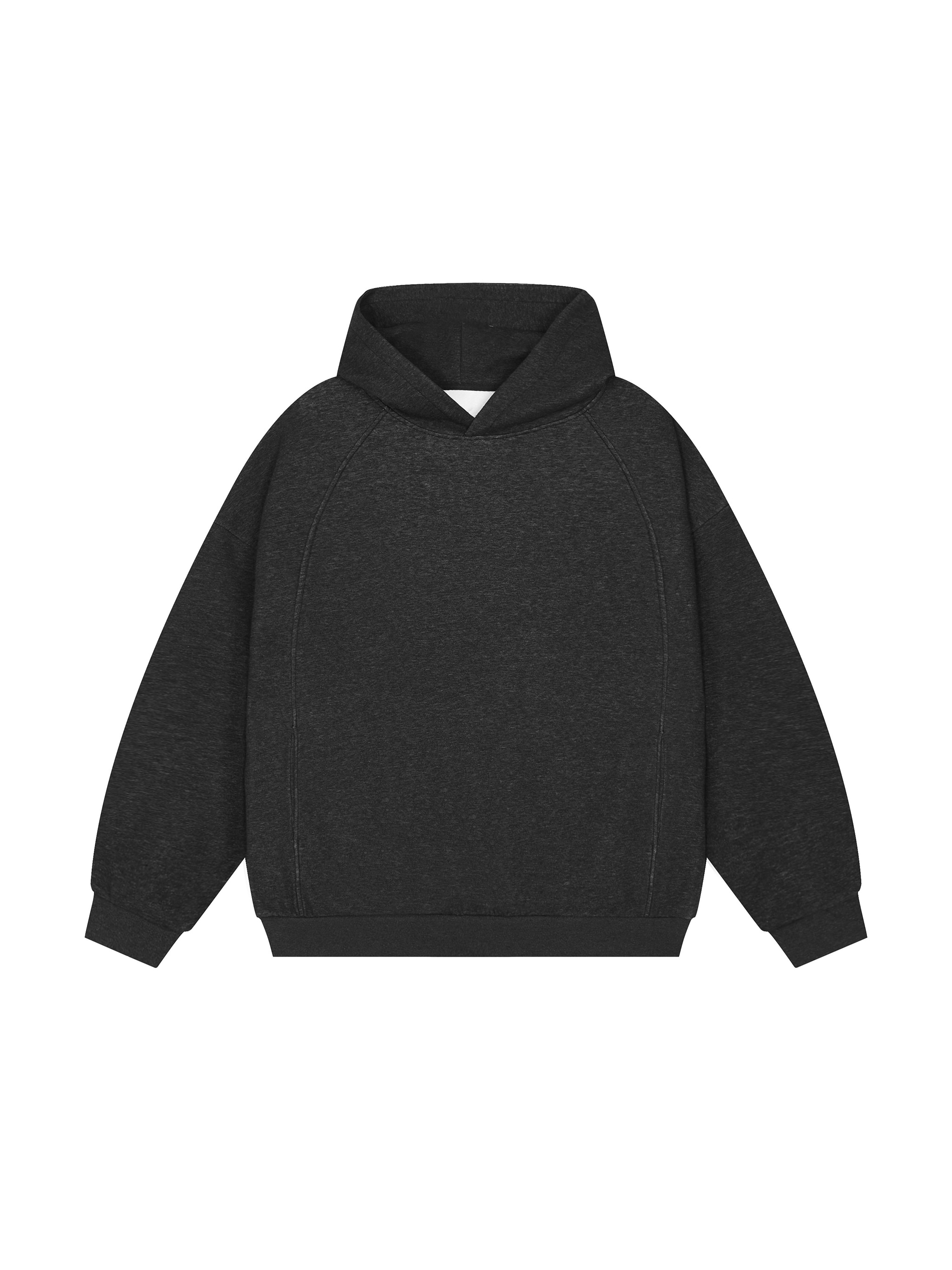 Oversized Fleece Pullover Hoodie — Black