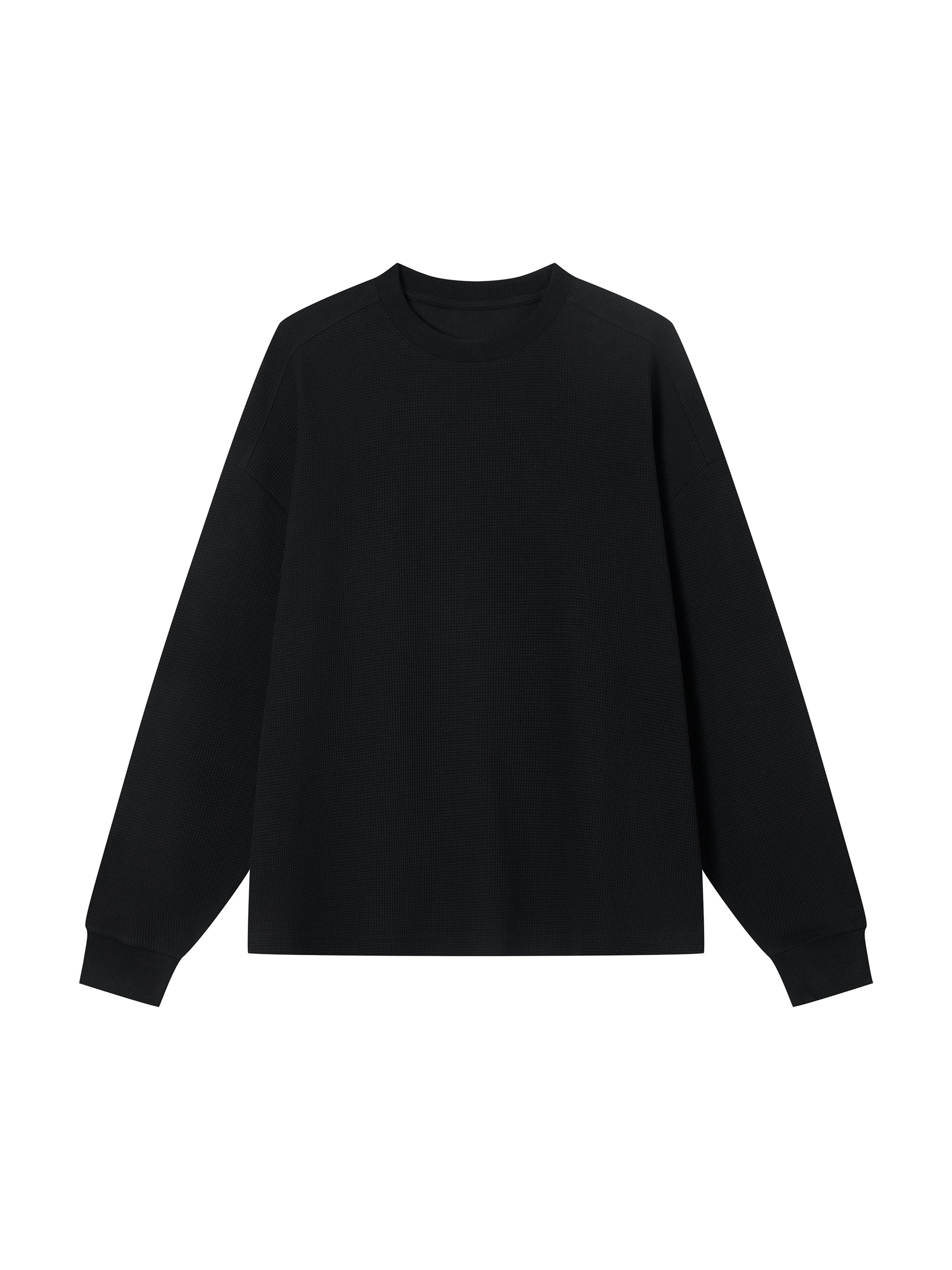 Unisex Waffle Long Sleeve T-Shirt — Black