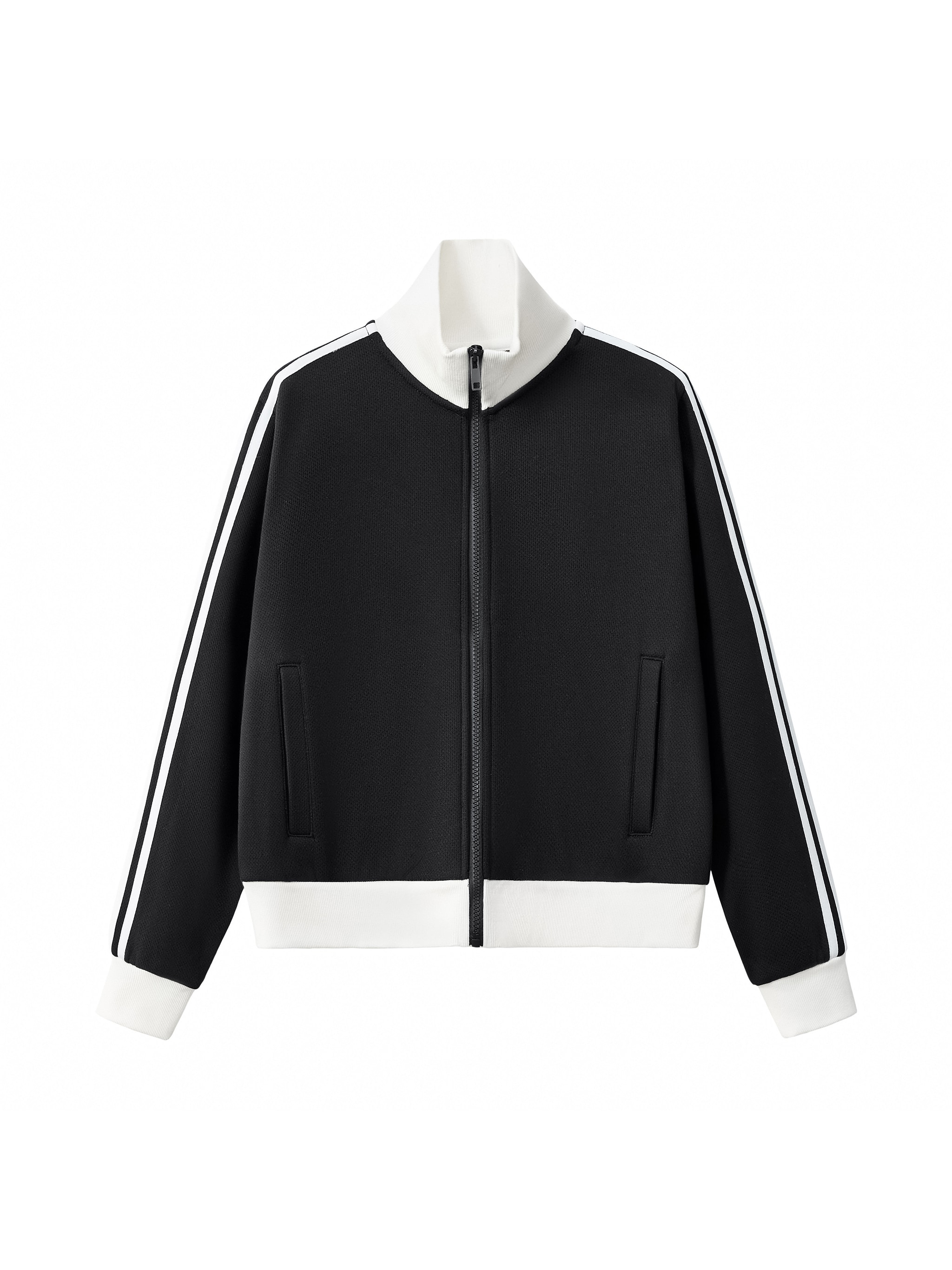 Cropped Track Jacket — Black