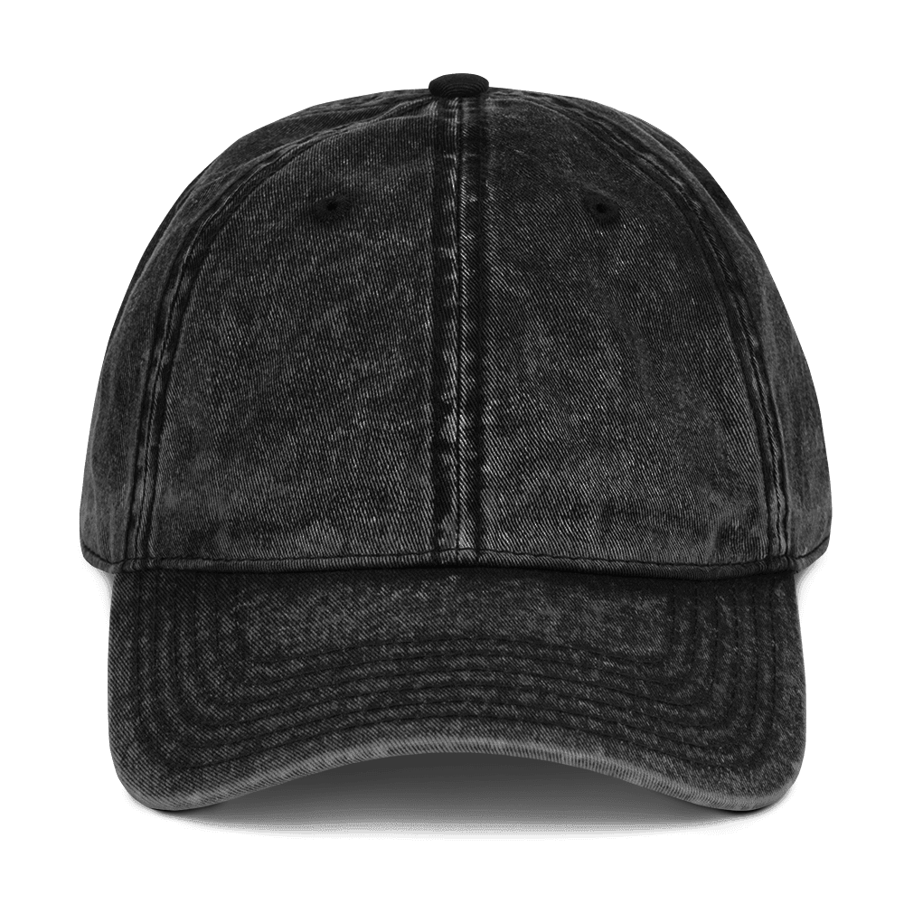 Vintage Washed Dad Cap — front · Black