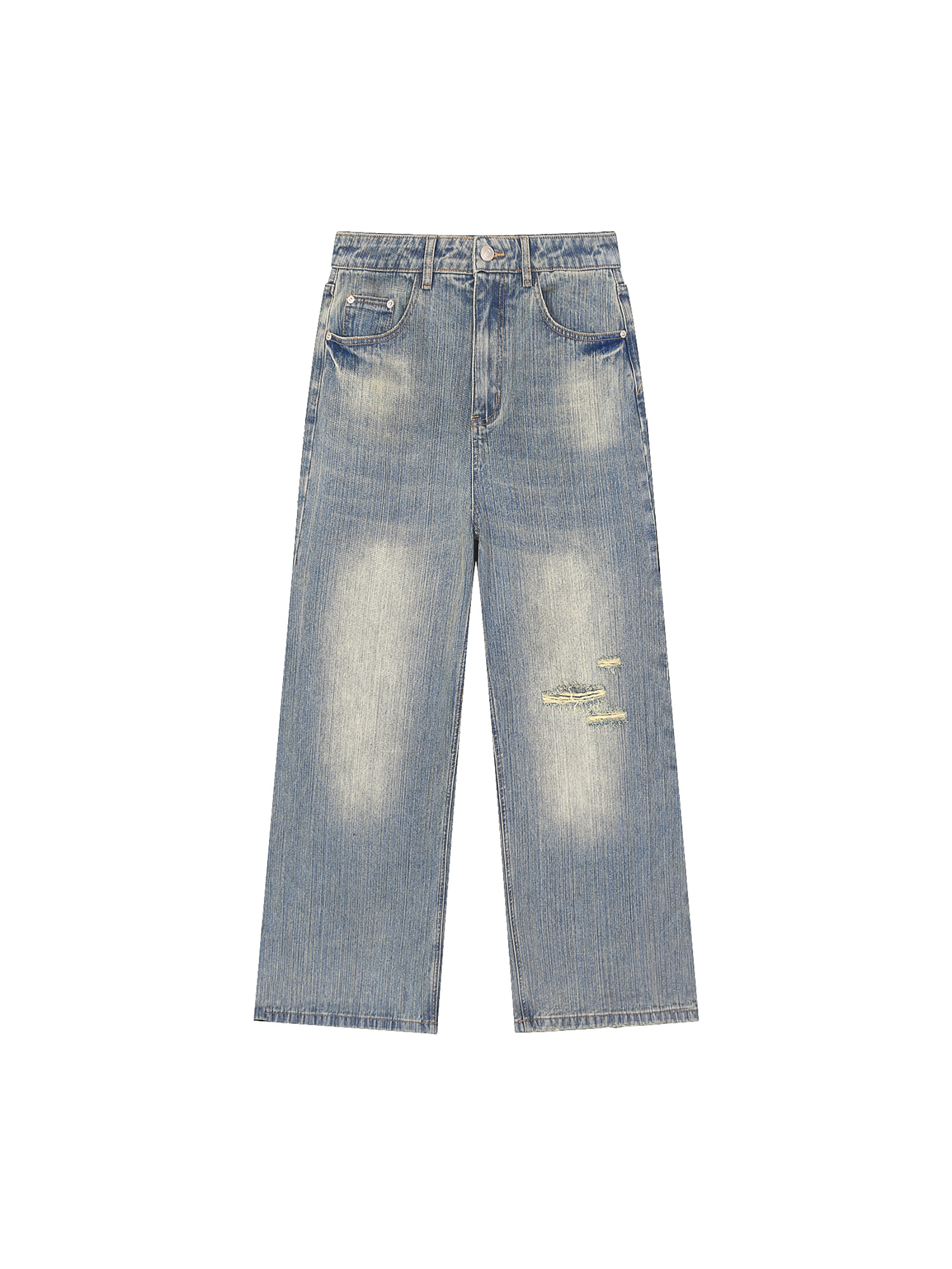 Distressed Vintage Wash Denim Jeans — Blue