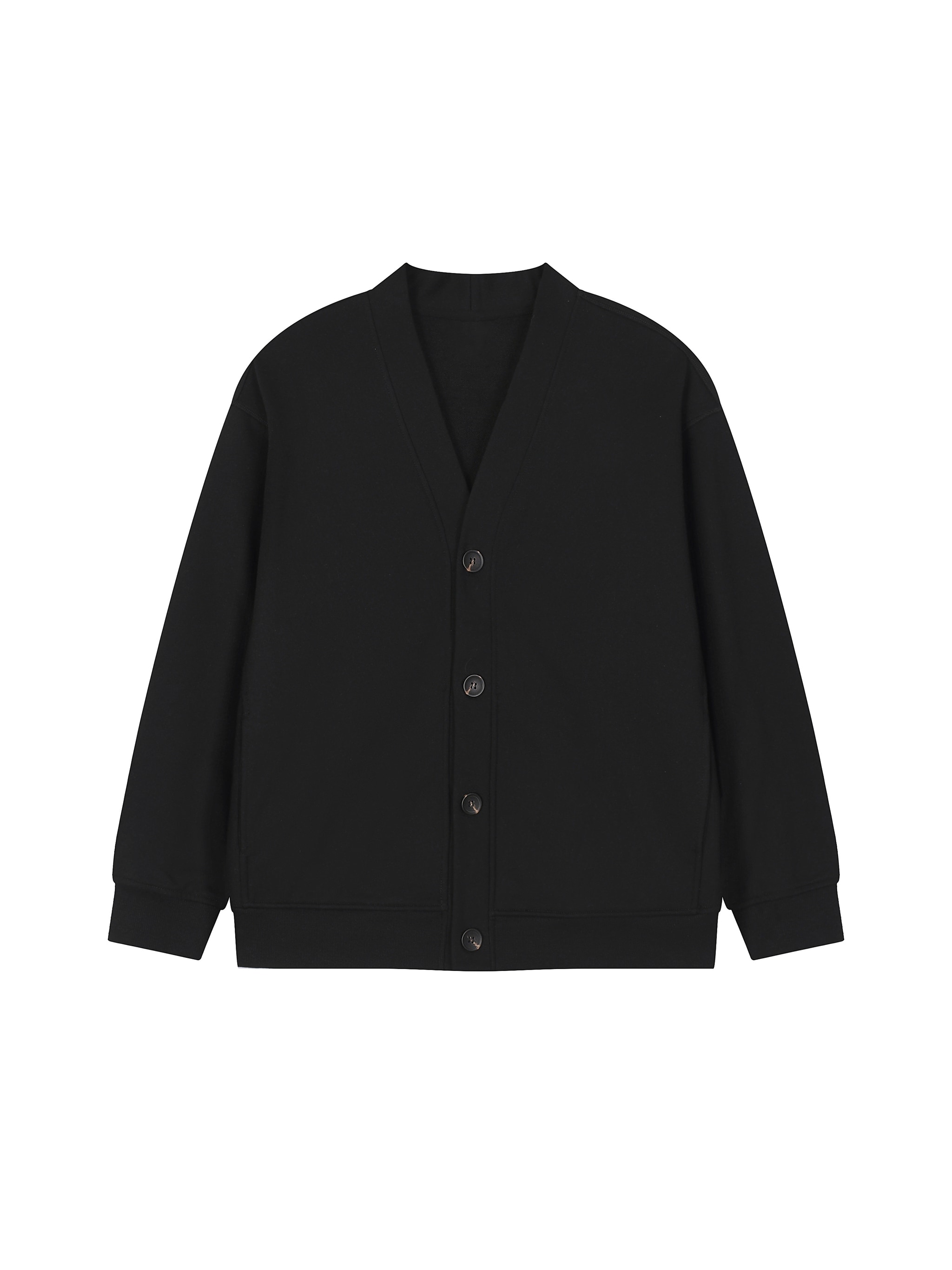 Heavyweight Sweat Cardigan — Black