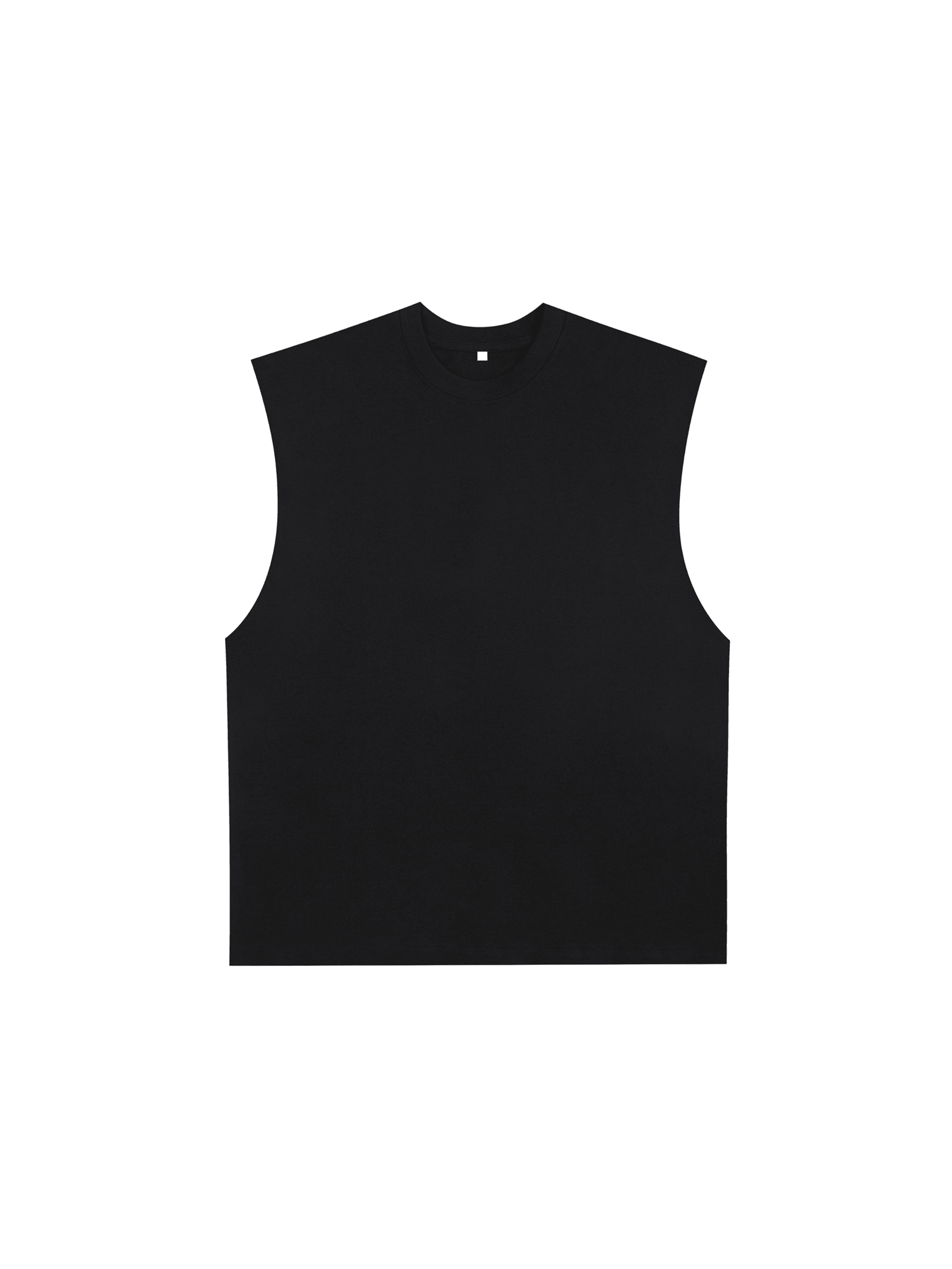 Custom Raw-Edge Cotton Tank Top — Black
