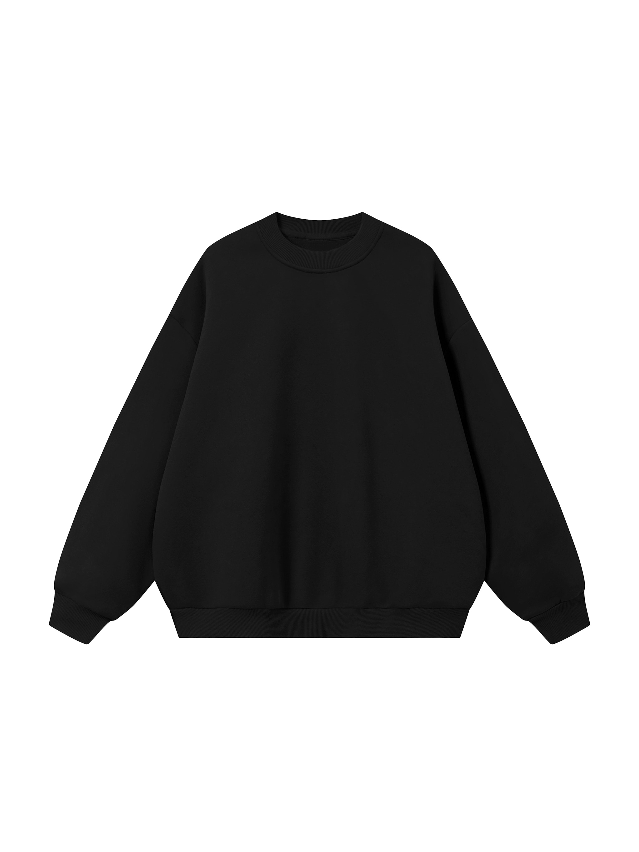 Boxy Fleece Crewneck Sweatshirt — Black