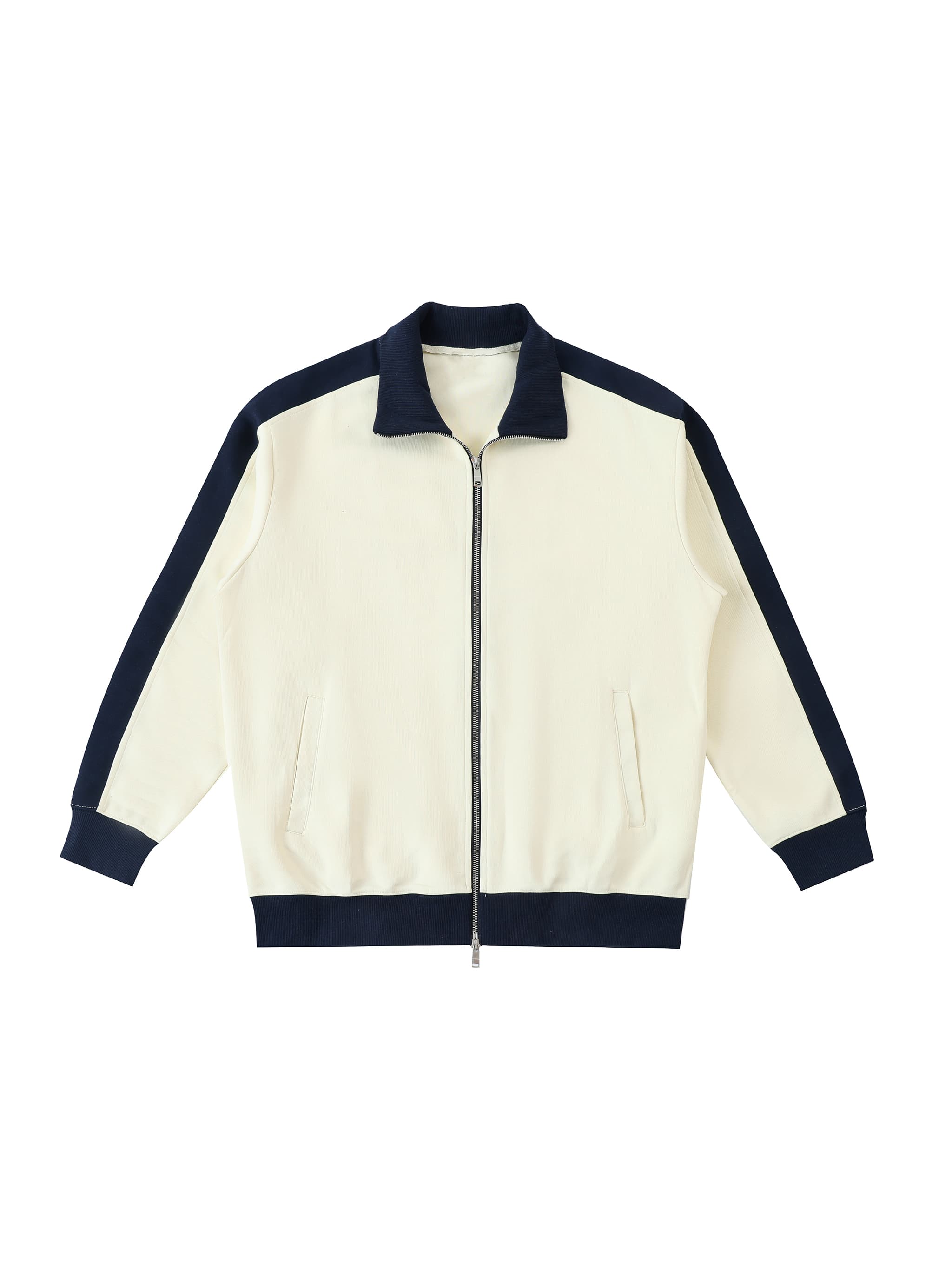 Custom Contrast Trim Stand Collar Jacket — Outerwear