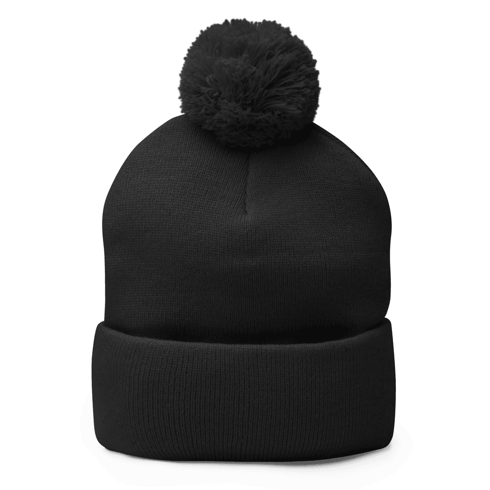Pom-Pom Knit Cap — front · Black