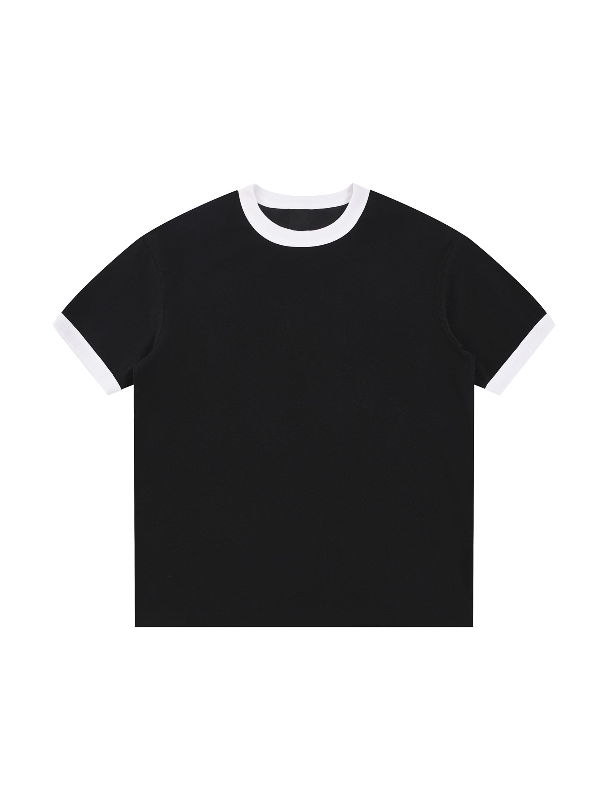 Contrast Edge Ribbed T-Shirt — Black
