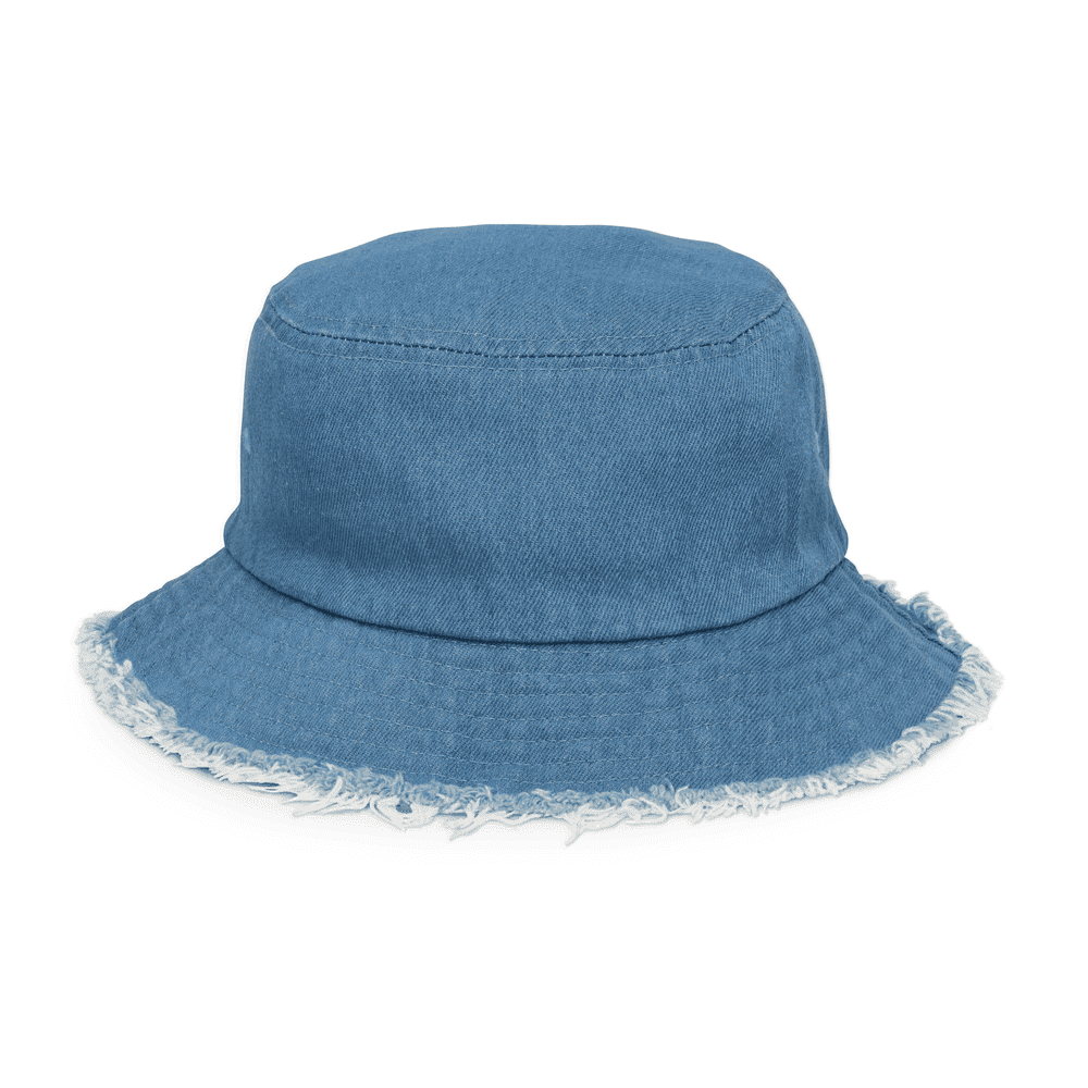 Custom Distressed Denim Bucket Hat — Hats