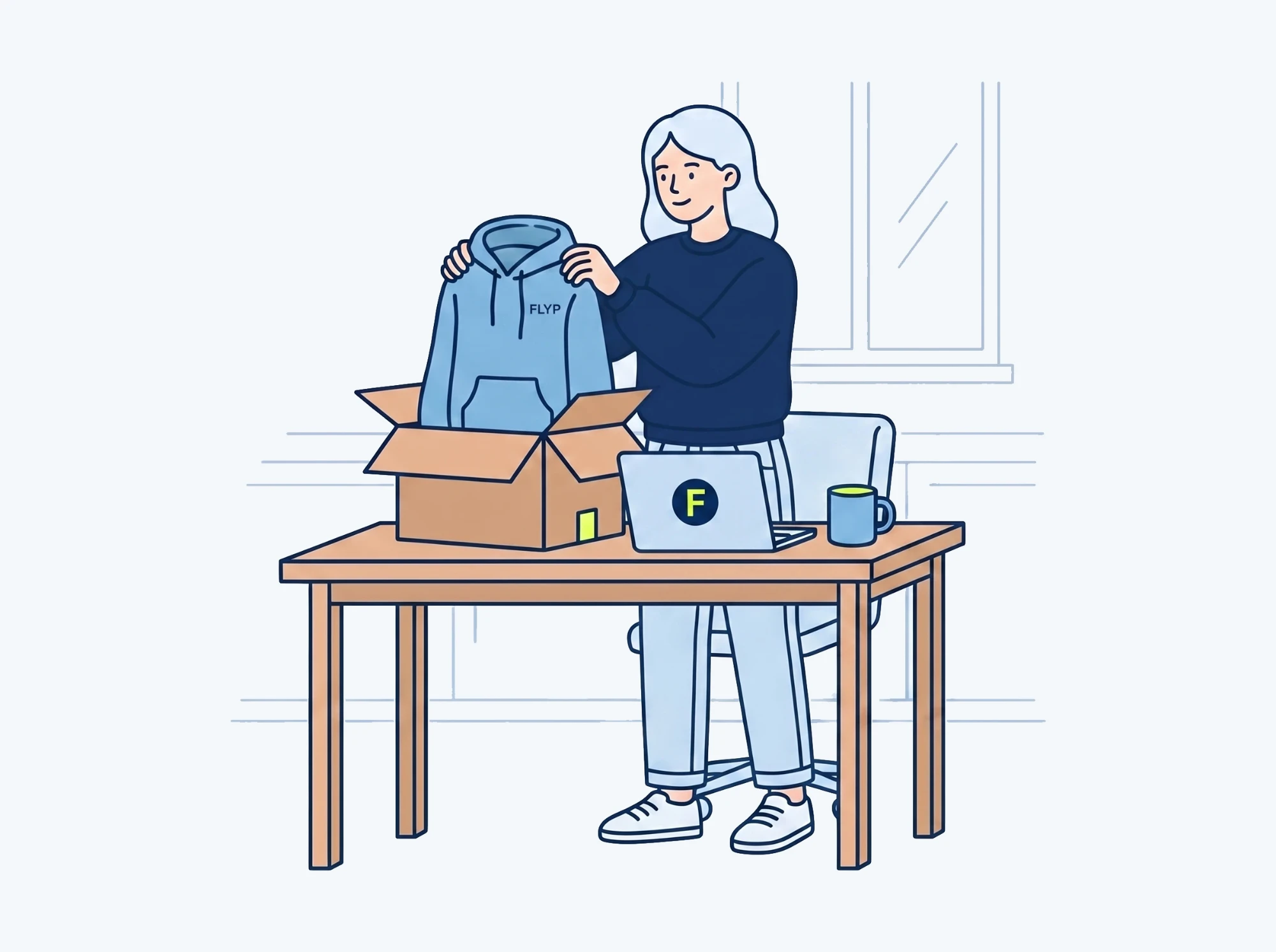 Remote teammate receiving a package at home